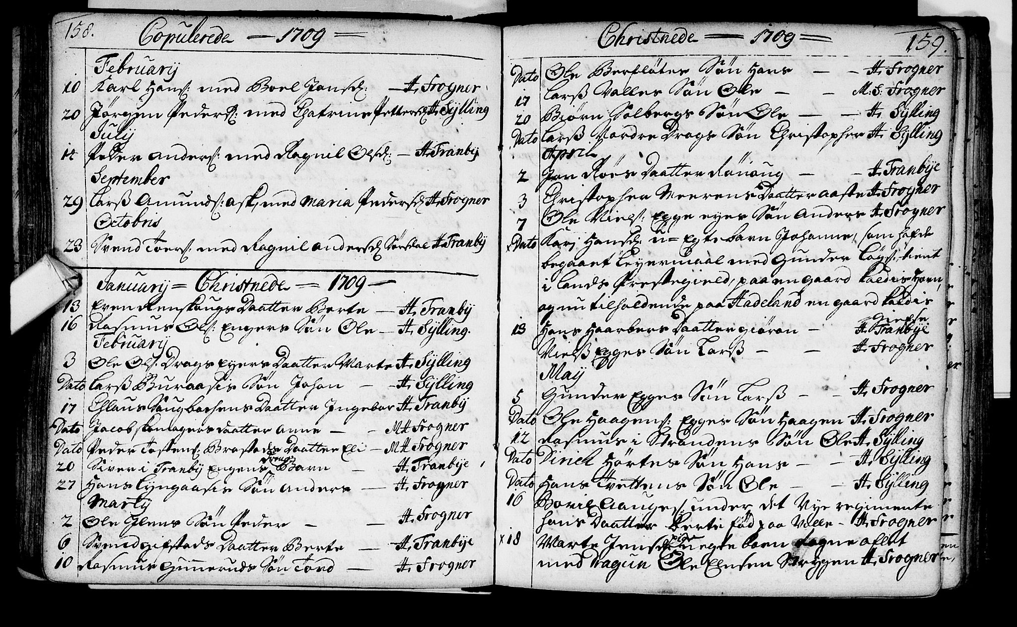 Lier kirkebøker, SAKO/A-230/F/Fa/L0002: Parish register (official) no. I 2, 1701-1726, p. 158-159