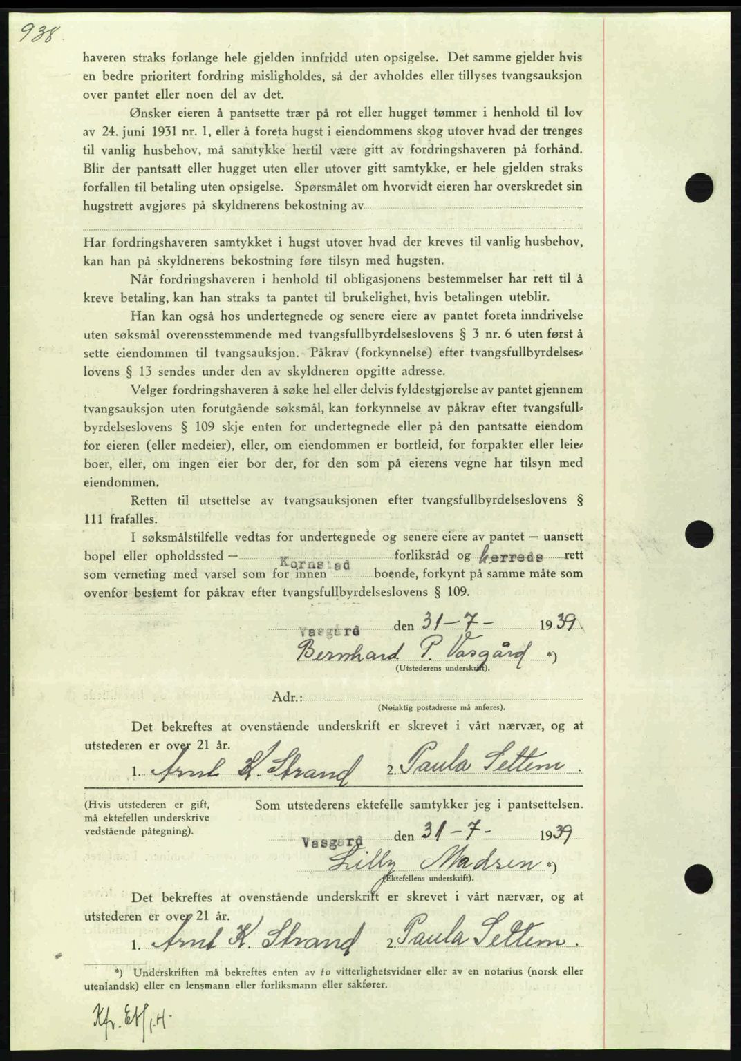 Nordmøre sorenskriveri, AV/SAT-A-4132/1/2/2Ca: Mortgage book no. B85, 1939-1939, Diary no: : 2381/1939