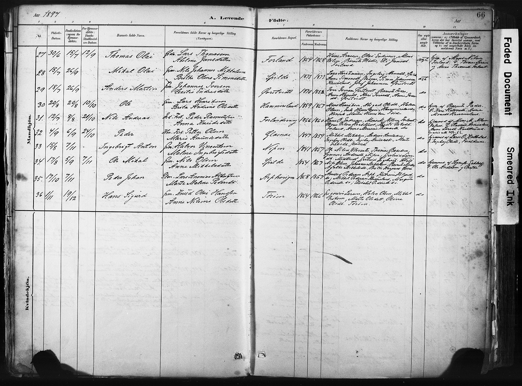 Sund sokneprestembete, AV/SAB-A-99930: Parish register (official) no. B 1, 1882-1907, p. 66