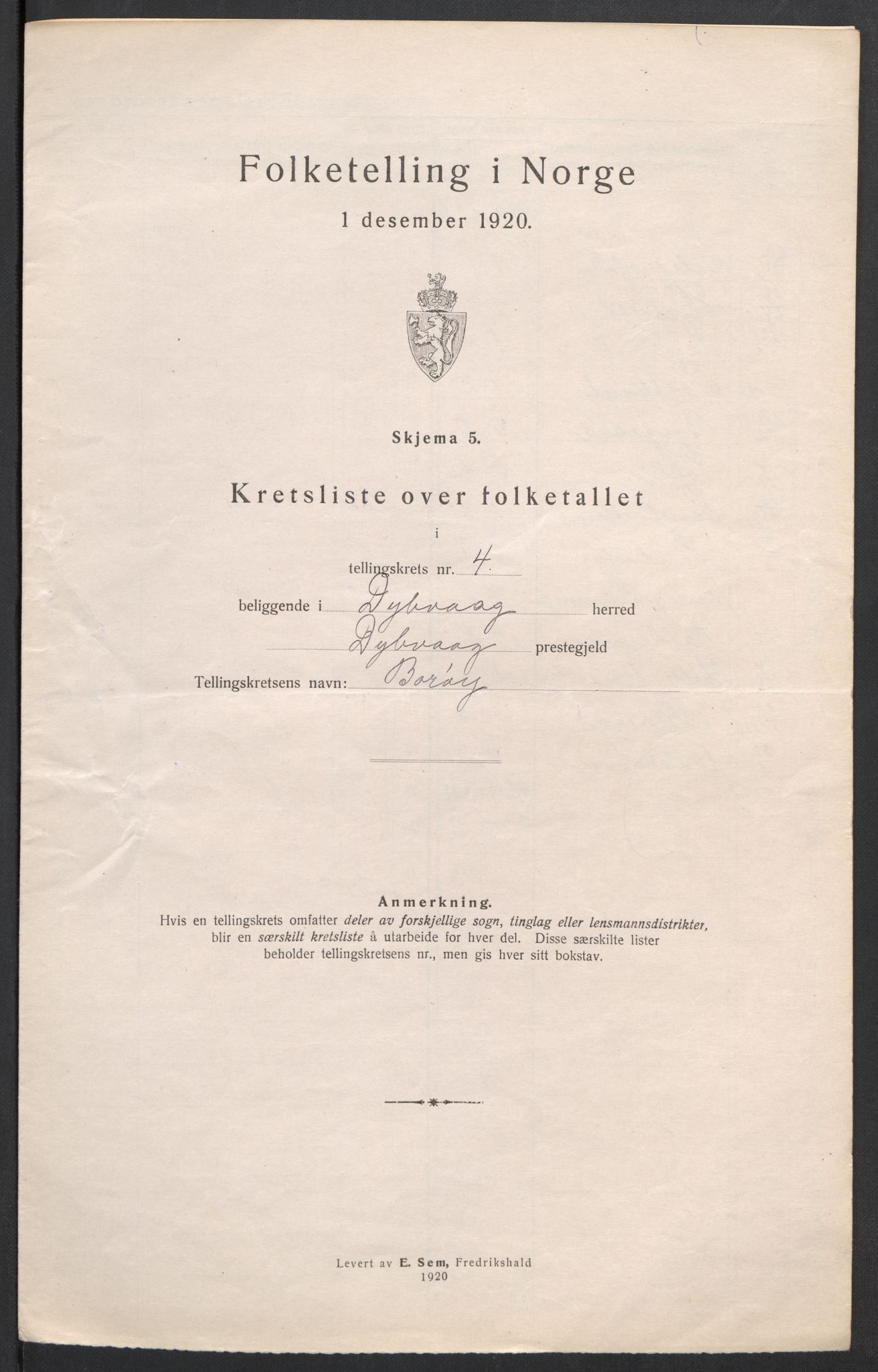 SAK, 1920 census for Dypvåg, 1920, p. 21