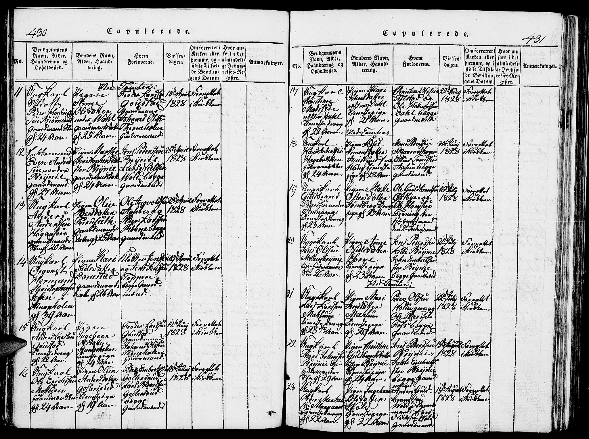 Romedal prestekontor, AV/SAH-PREST-004/L/L0005: Parish register (copy) no. 5, 1814-1829, p. 430-431