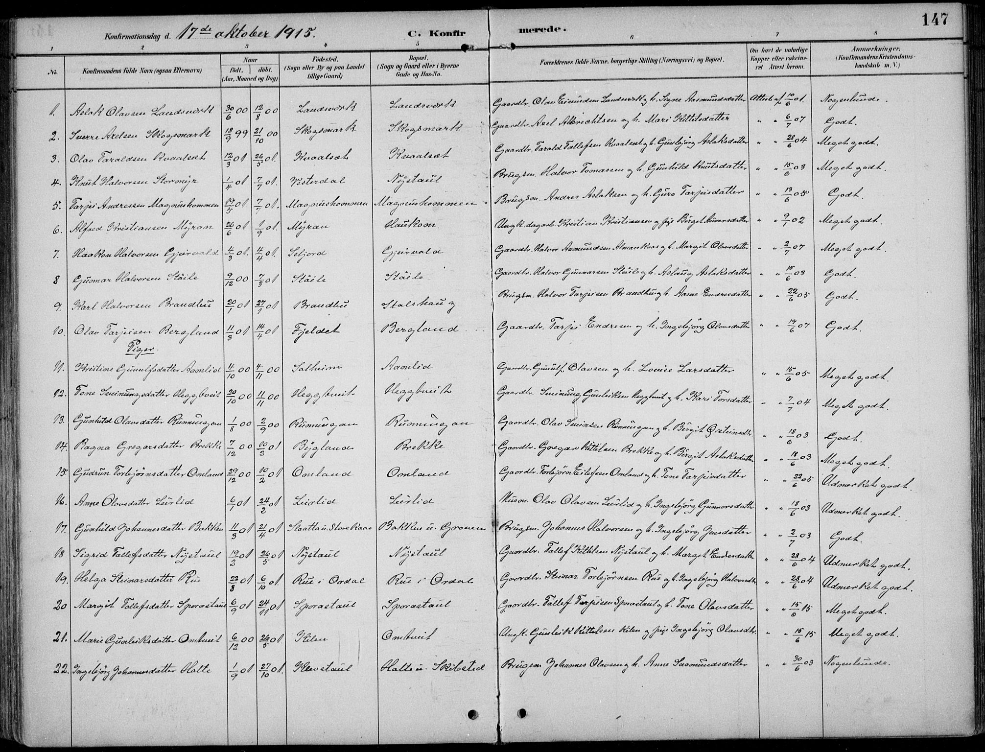 Kviteseid kirkebøker, SAKO/A-276/F/Fb/L0002: Parish register (official) no. II 2, 1882-1916, p. 147