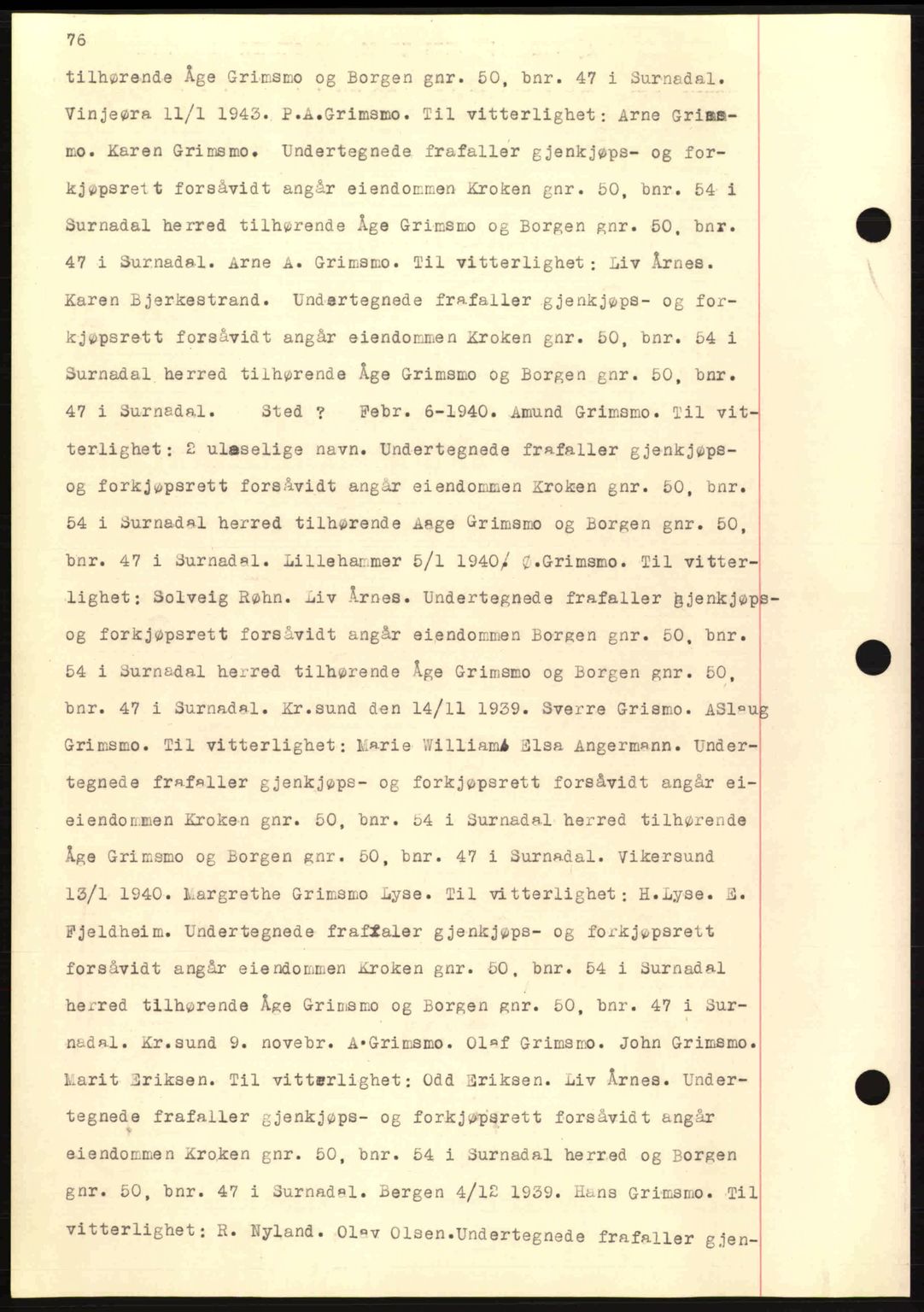 Nordmøre sorenskriveri, AV/SAT-A-4132/1/2/2Ca: Mortgage book no. C81, 1940-1945, Diary no: : 1001/1940