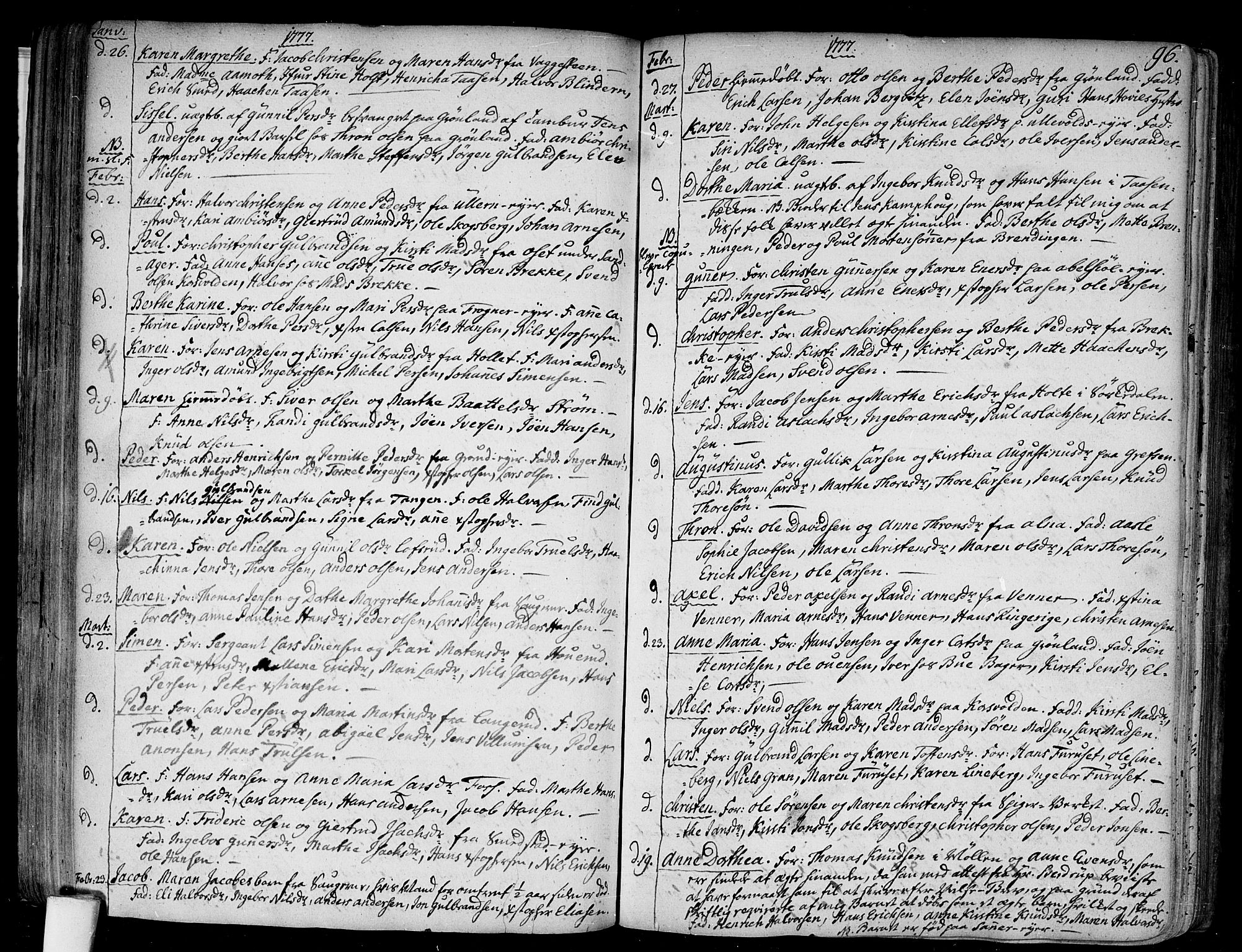 Aker prestekontor kirkebøker, SAO/A-10861/F/L0009: Parish register (official) no. 9, 1765-1785, p. 96