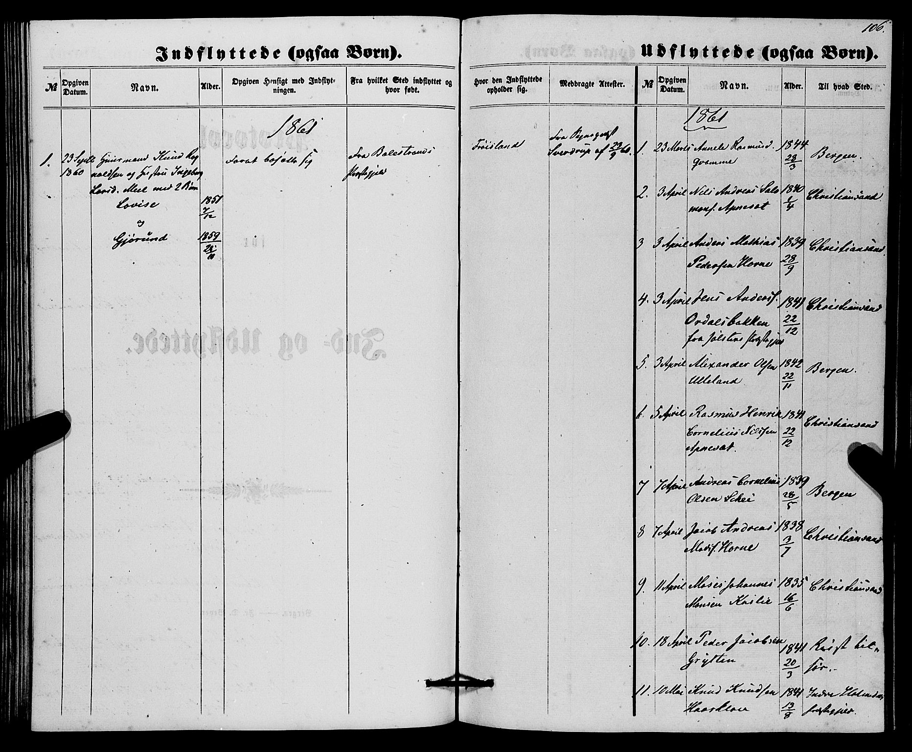 Førde sokneprestembete, SAB/A-79901/H/Haa/Haaa/L0010: Parish register (official) no. A 10, 1861-1876, p. 106