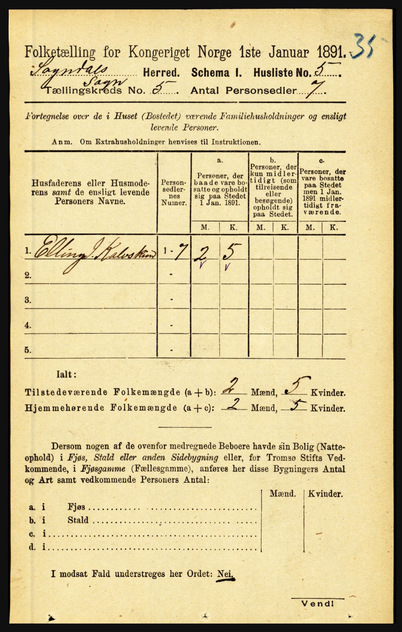 RA, 1891 census for 1420 Sogndal, 1891, p. 2267