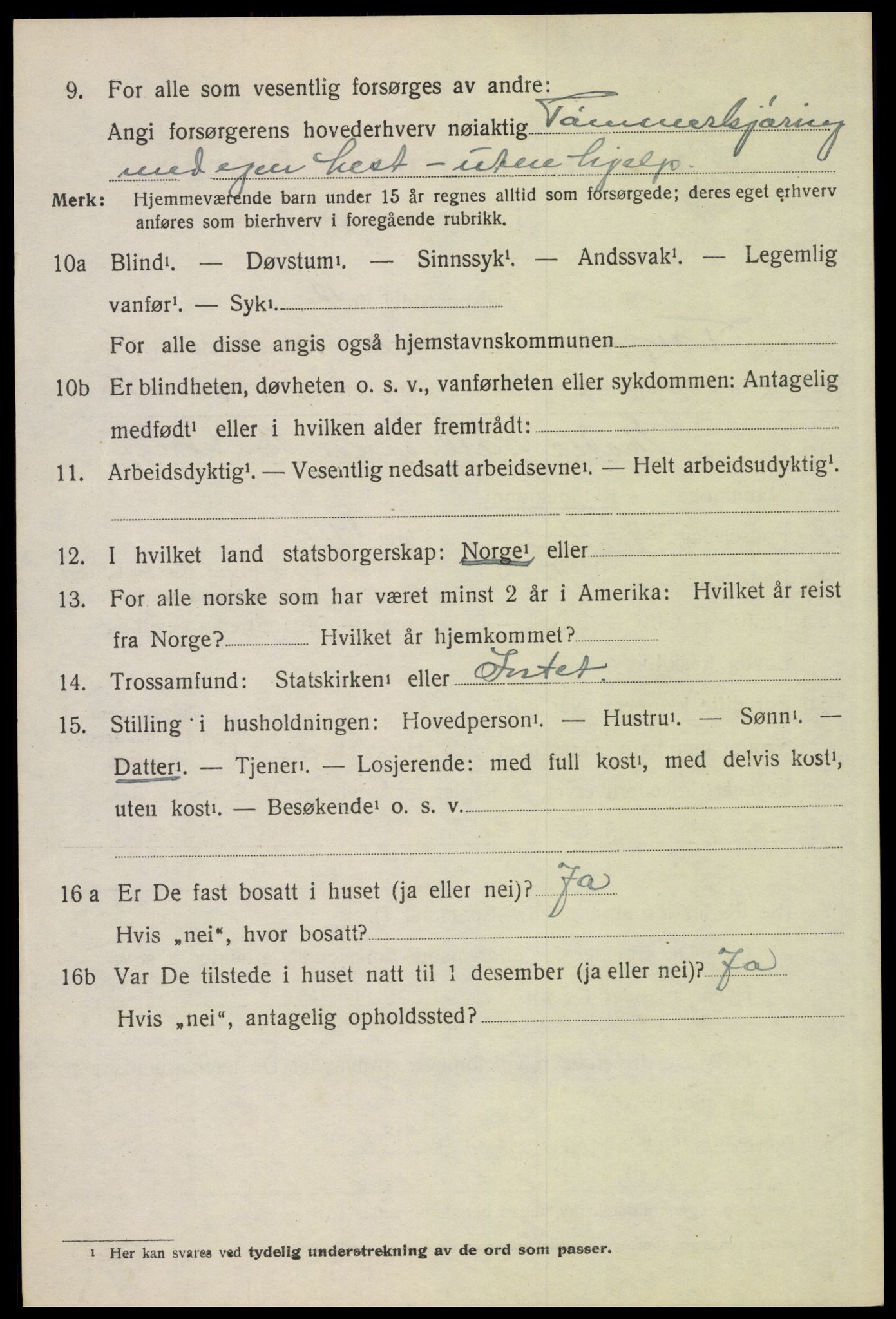 SAH, 1920 census for Trysil, 1920, p. 16140