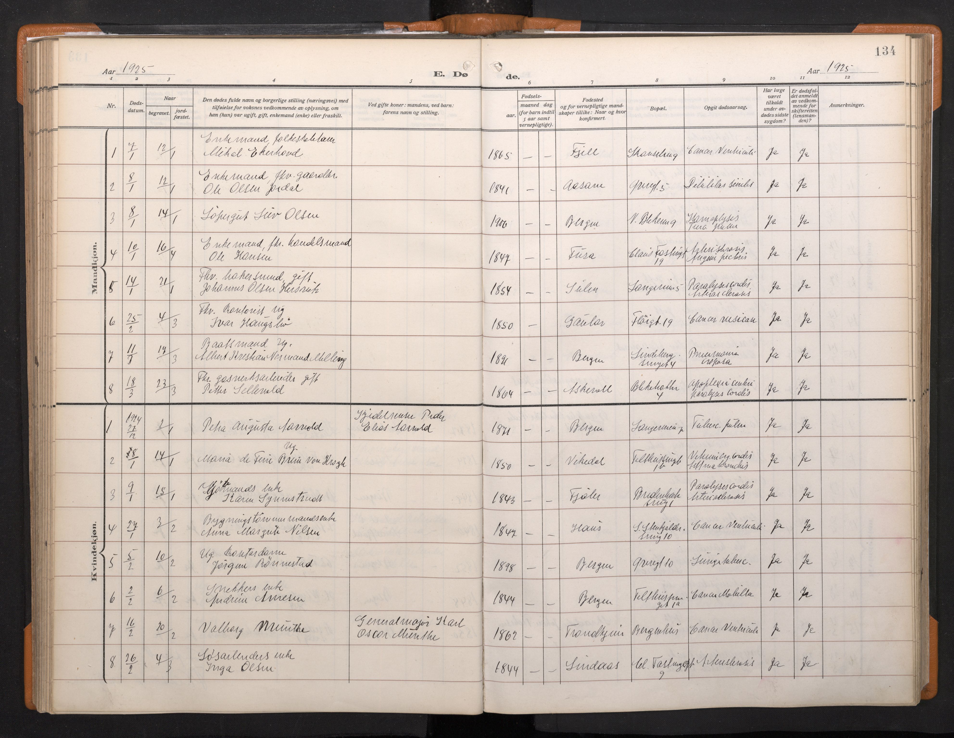 Korskirken sokneprestembete, SAB/A-76101/H/Haa/L0048: Parish register (official) no. E 6, 1910-1960, p. 133b-134a