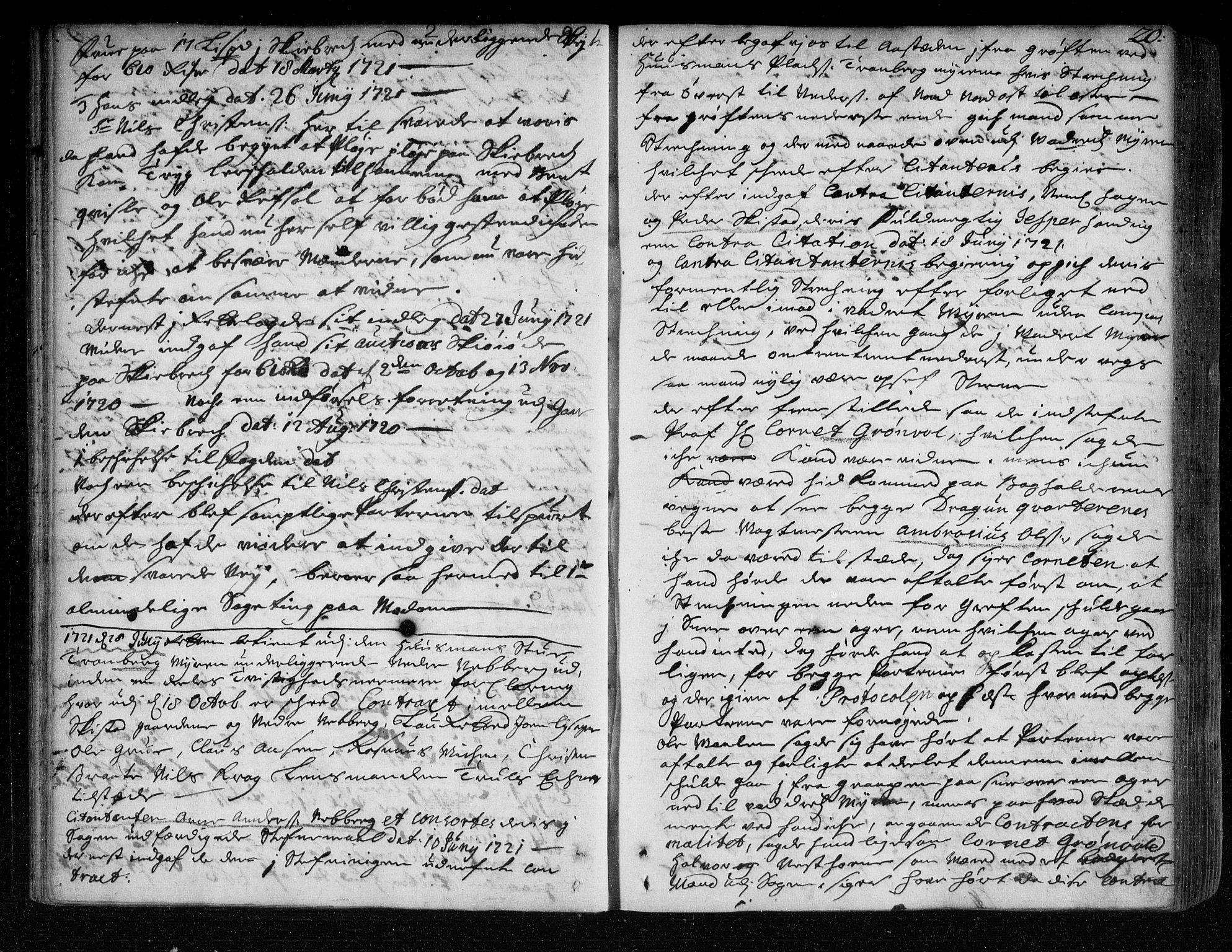 Eiker, Modum og Sigdal sorenskriveri, AV/SAKO-A-123/F/Fa/Faa/L0063: Tingbok, 1721-1722, p. 20