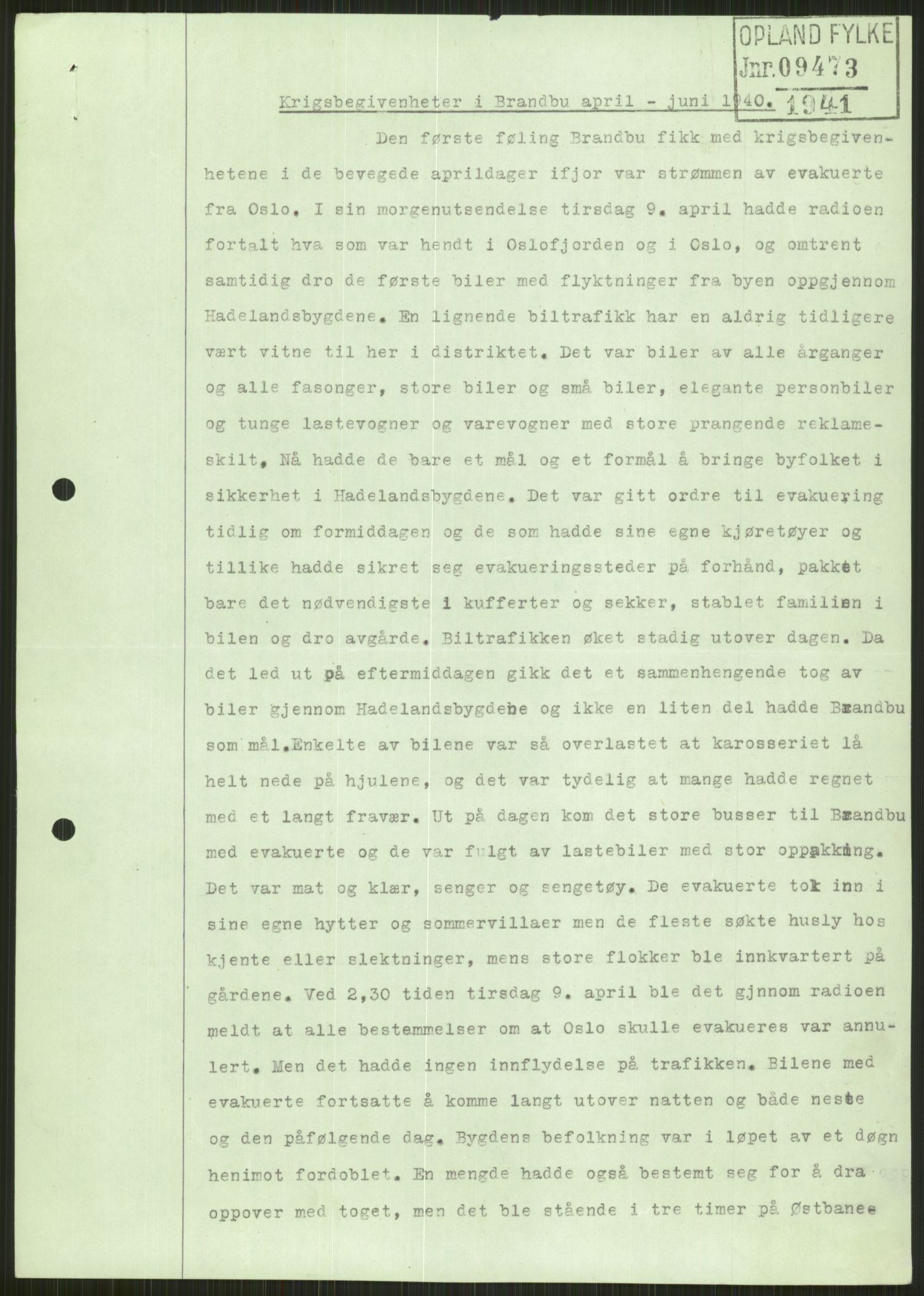 Forsvaret, Forsvarets krigshistoriske avdeling, AV/RA-RAFA-2017/Y/Ya/L0014: II-C-11-31 - Fylkesmenn.  Rapporter om krigsbegivenhetene 1940., 1940, p. 141