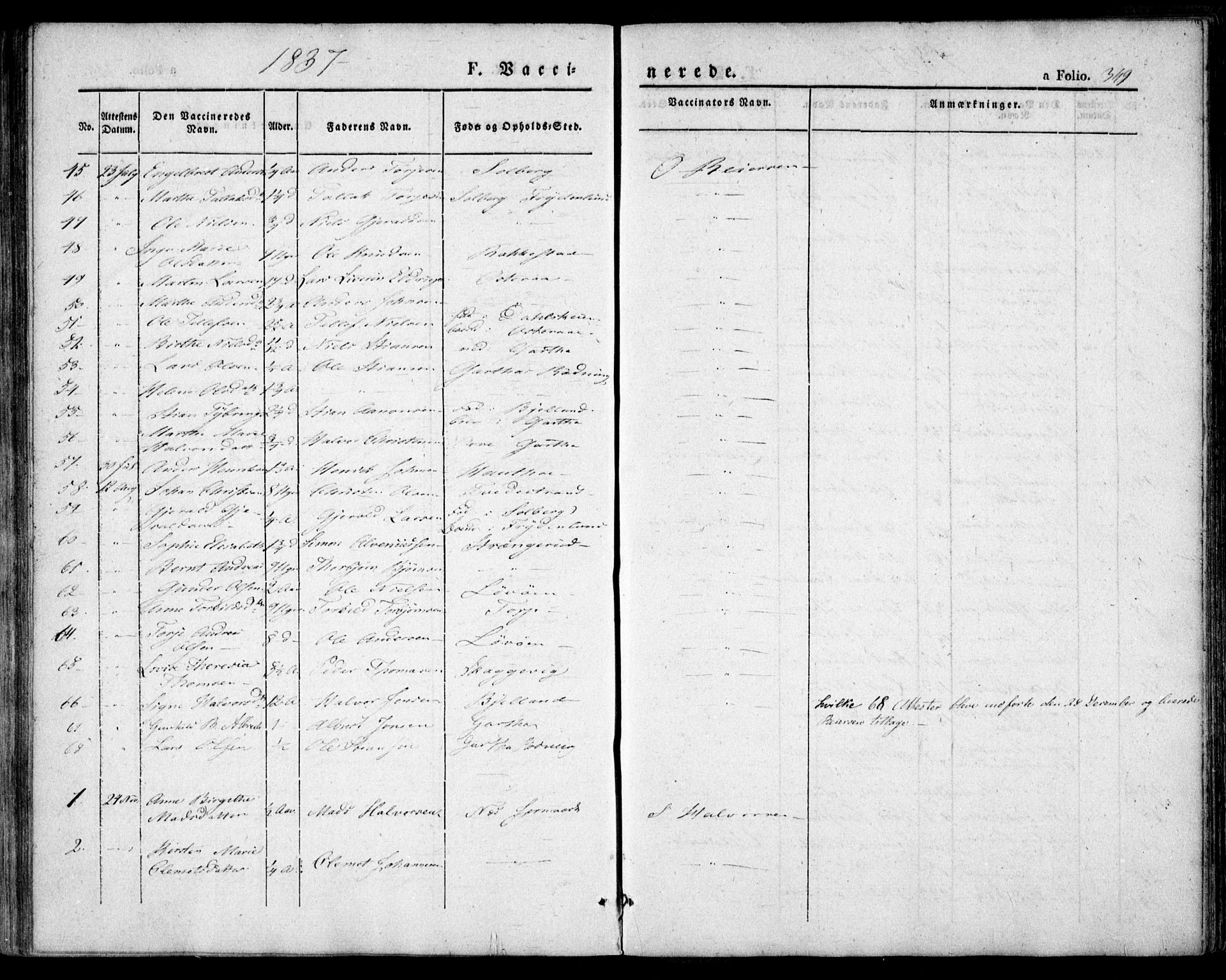 Holt sokneprestkontor, AV/SAK-1111-0021/F/Fa/L0007: Parish register (official) no. A 7, 1836-1848, p. 349