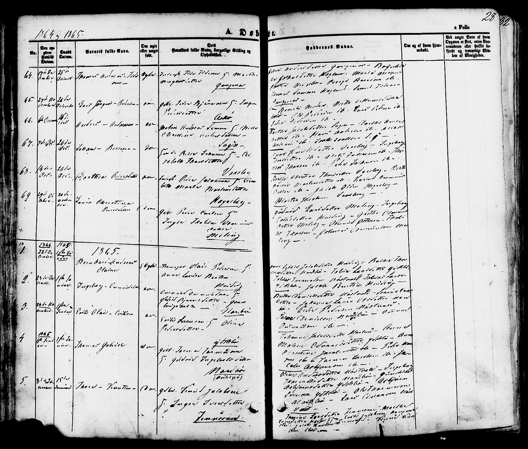 Rennesøy sokneprestkontor, SAST/A -101827/H/Ha/Haa/L0006: Parish register (official) no. A 6, 1860-1878, p. 28