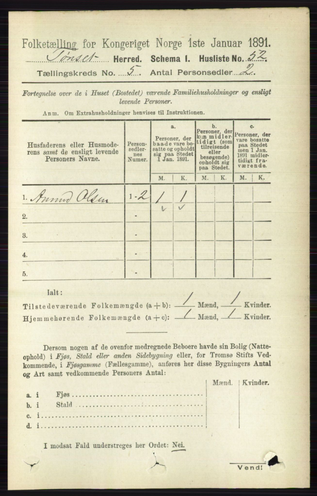 RA, 1891 census for 0437 Tynset, 1891, p. 1065