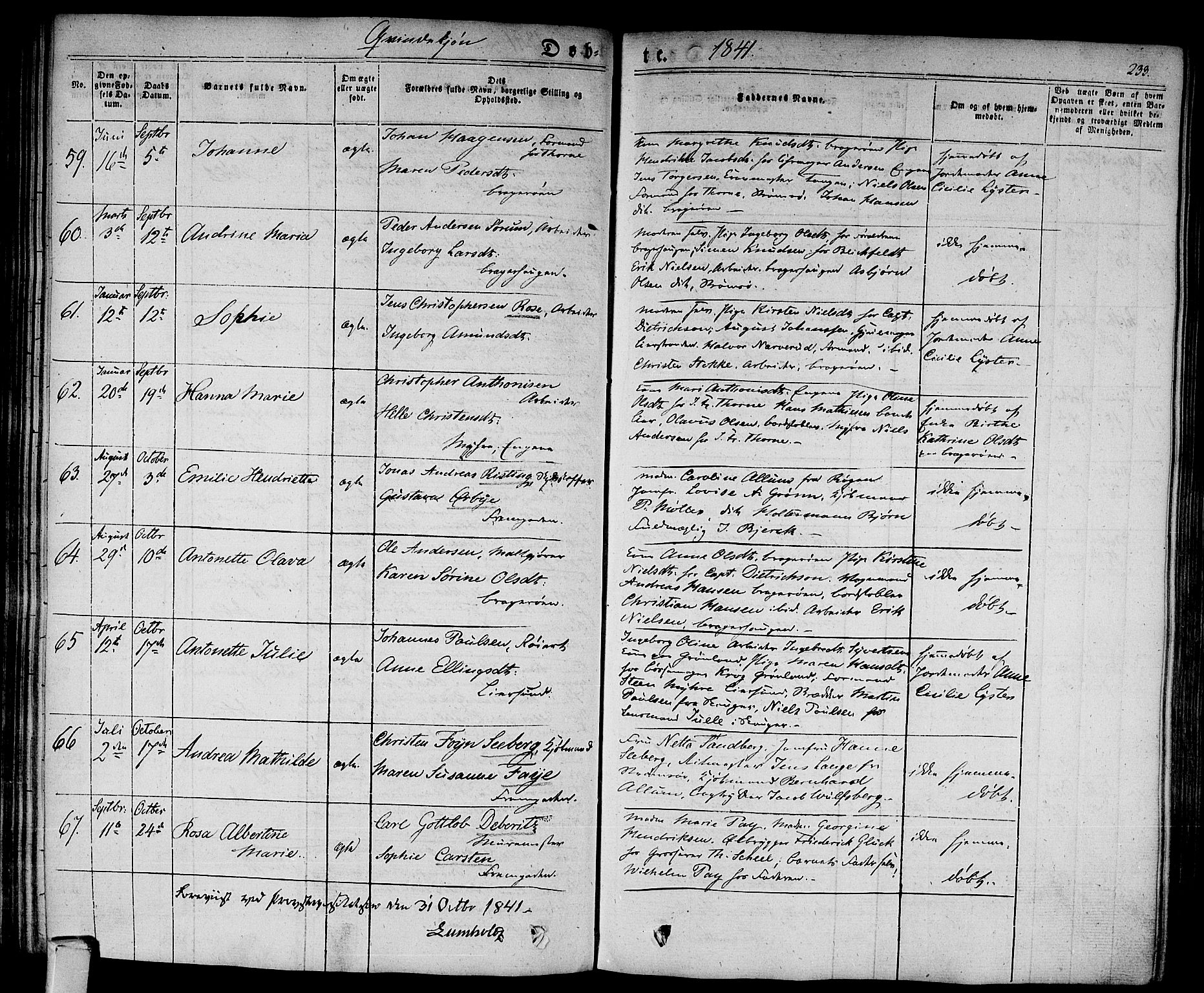 Bragernes kirkebøker, SAKO/A-6/F/Fb/L0001: Parish register (official) no. II 1, 1830-1847, p. 233