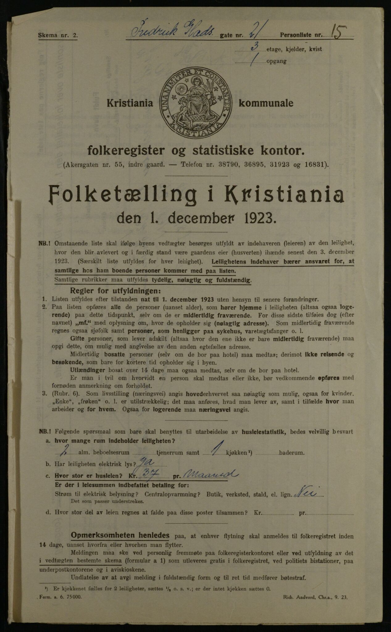 OBA, Municipal Census 1923 for Kristiania, 1923, p. 29714