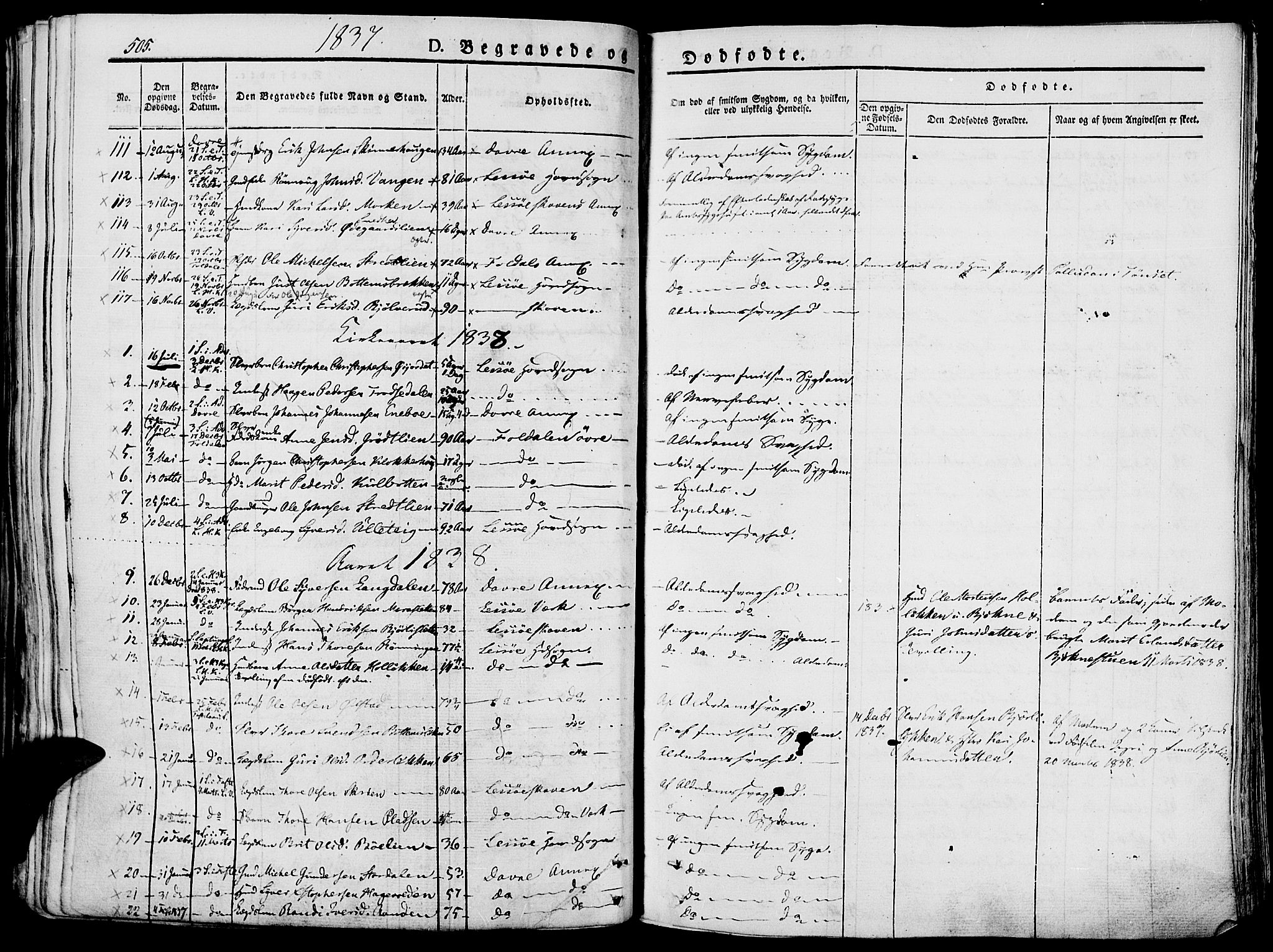 Lesja prestekontor, SAH/PREST-068/H/Ha/Haa/L0005: Parish register (official) no. 5, 1830-1842, p. 505