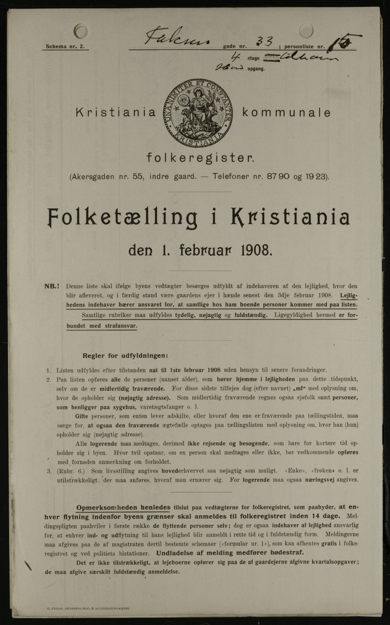 OBA, Municipal Census 1908 for Kristiania, 1908, p. 21447