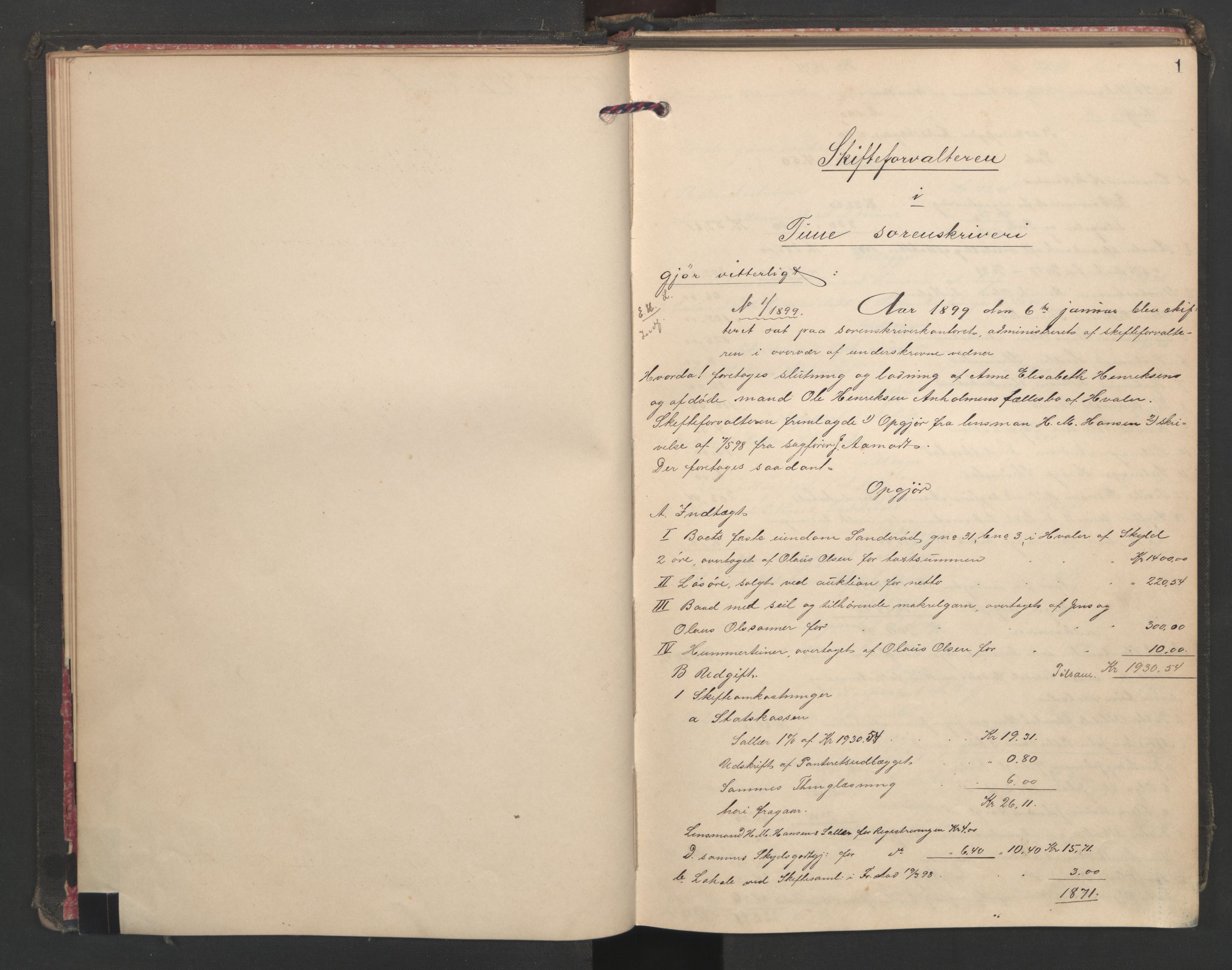 Tune sorenskriveri, AV/SAO-A-10470/H/He/L0006: Skifteutlodningsprotokoller, 1899-1904, p. 0b-1a