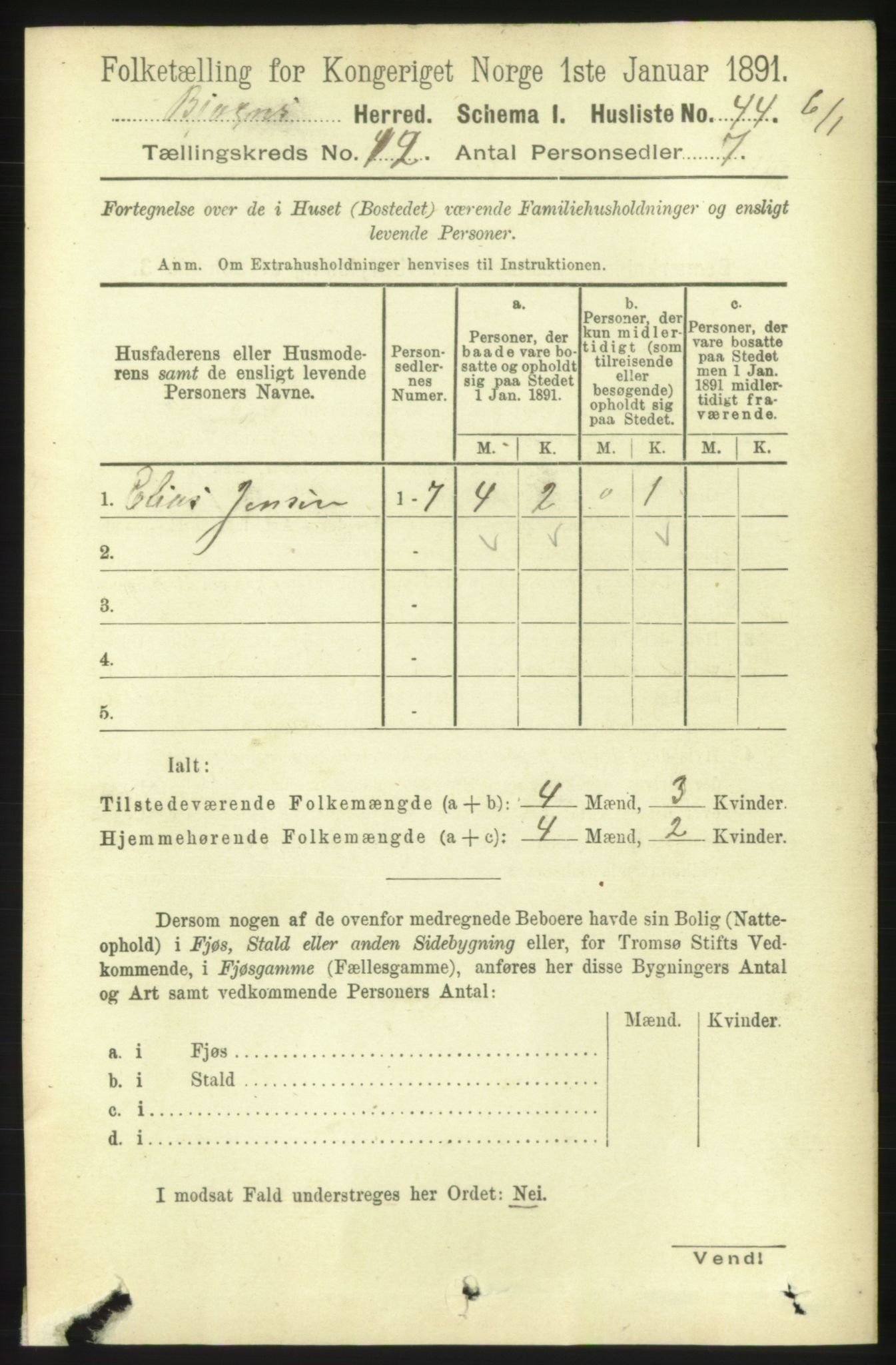 RA, 1891 census for 1627 Bjugn, 1891, p. 3487