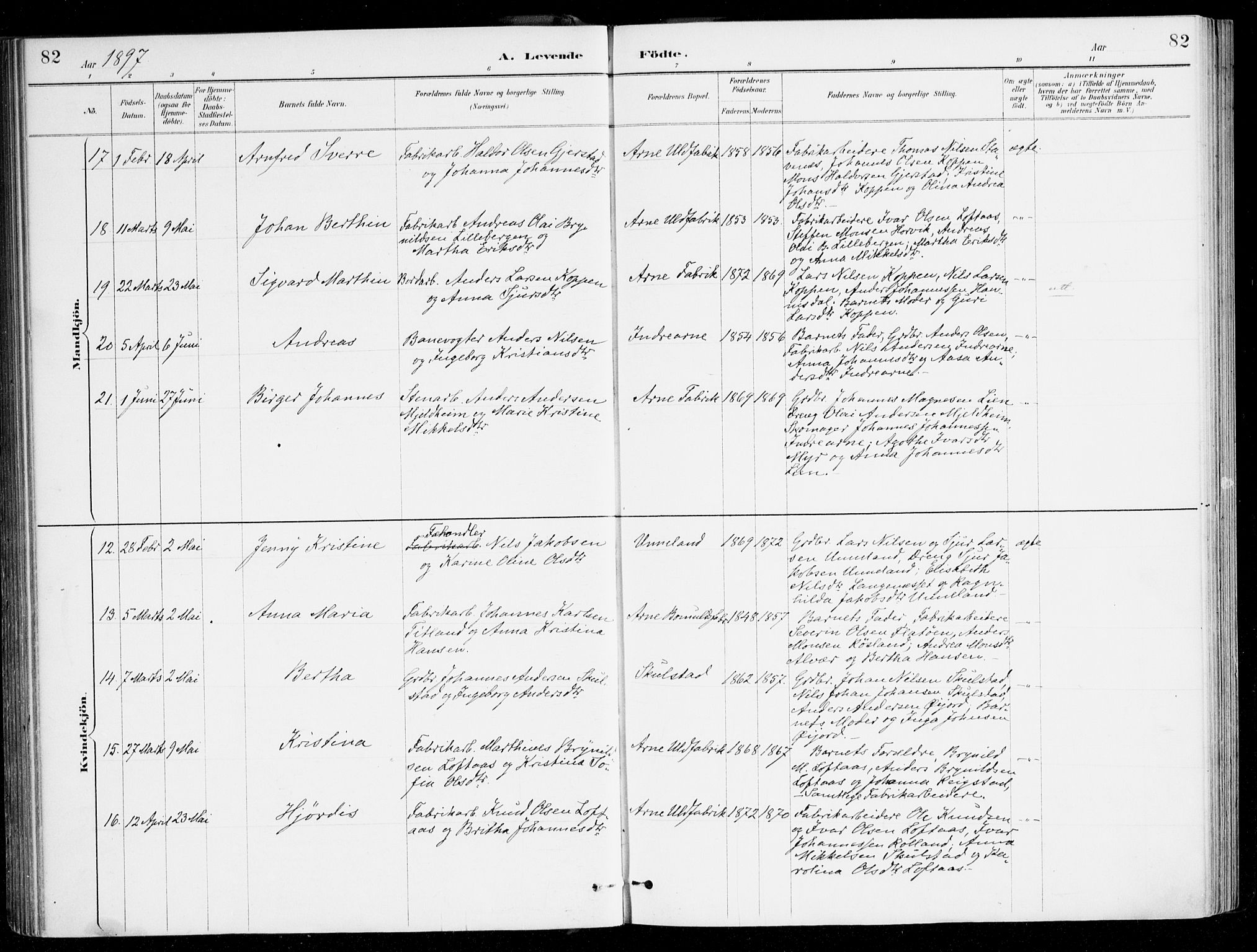 Haus sokneprestembete, AV/SAB-A-75601/H/Haa/Haad/L0001: Parish register (official) no. D 1, 1887-1898, p. 82