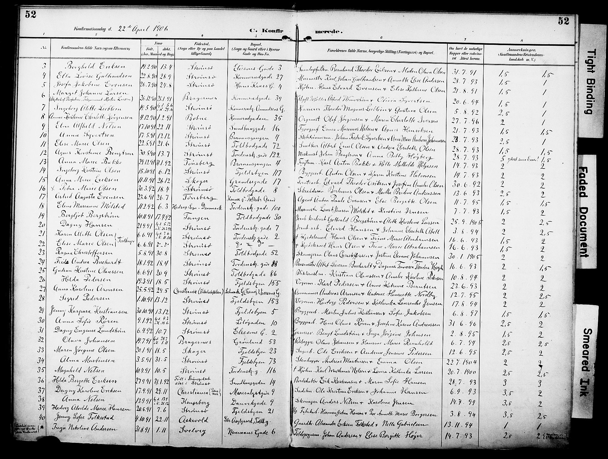 Strømsø kirkebøker, SAKO/A-246/F/Fa/L0025: Parish register (official) no. I 25, 1893-1922, p. 52