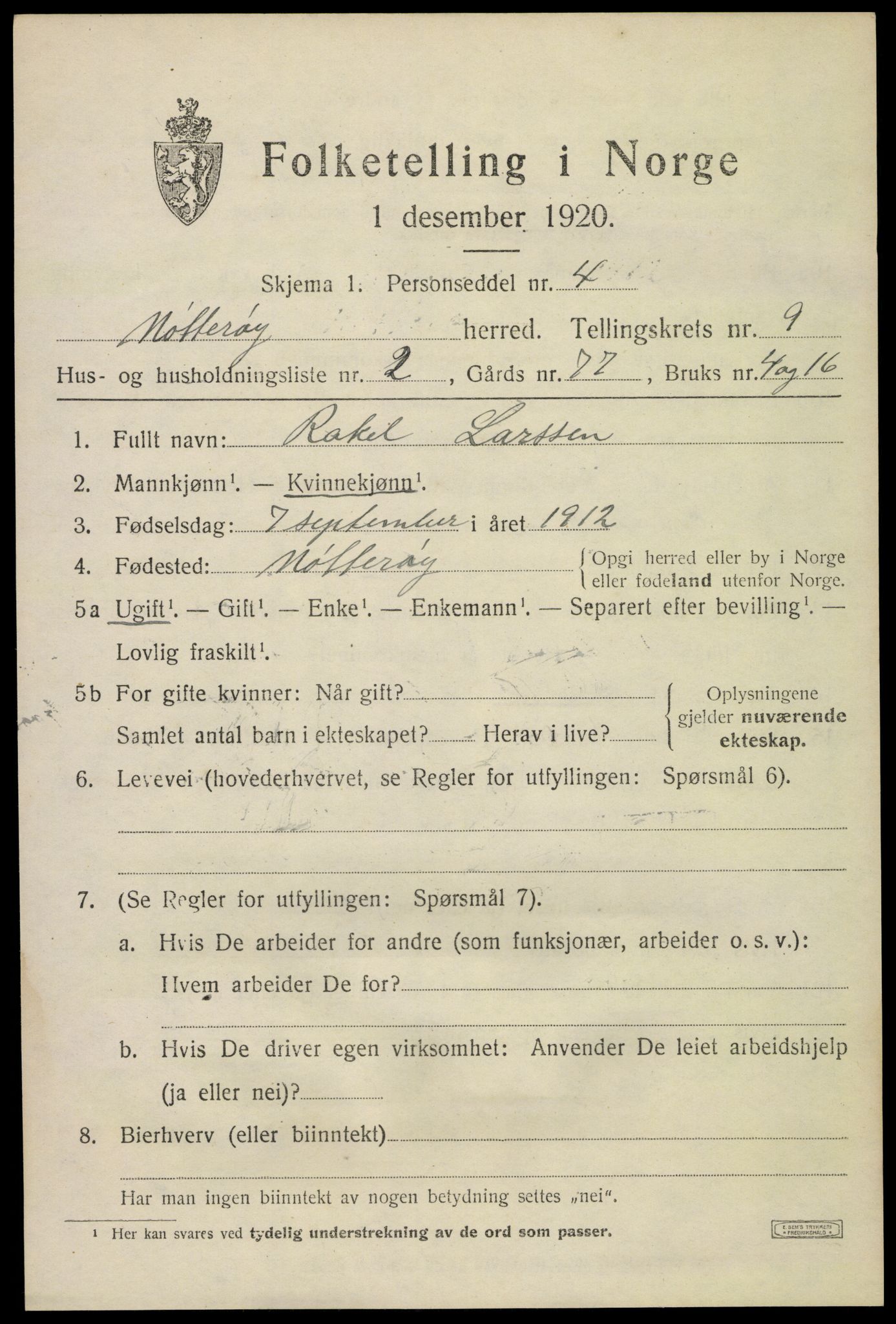 SAKO, 1920 census for Nøtterøy, 1920, p. 11517