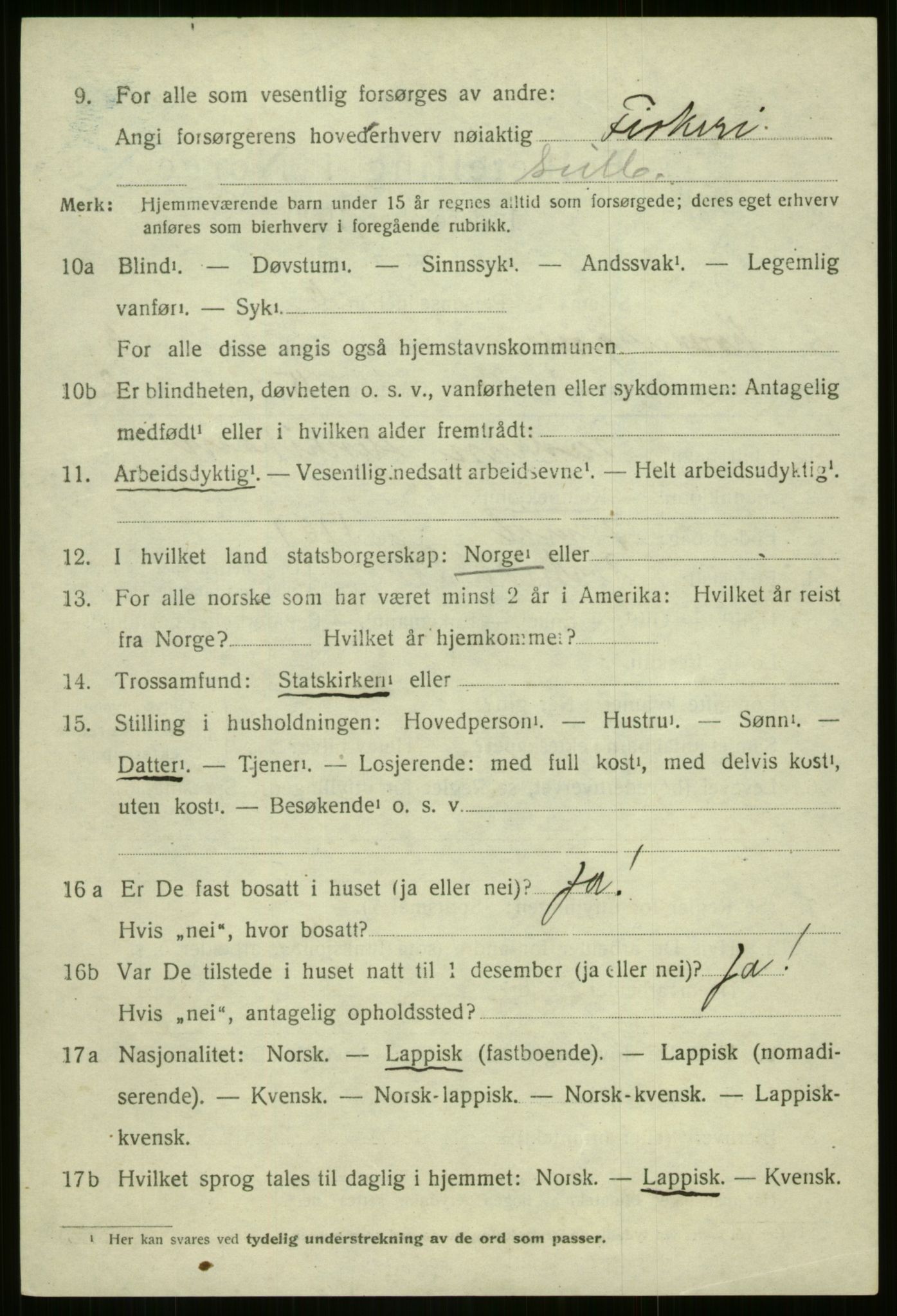 SATØ, 1920 census for Kvænangen, 1920, p. 2015