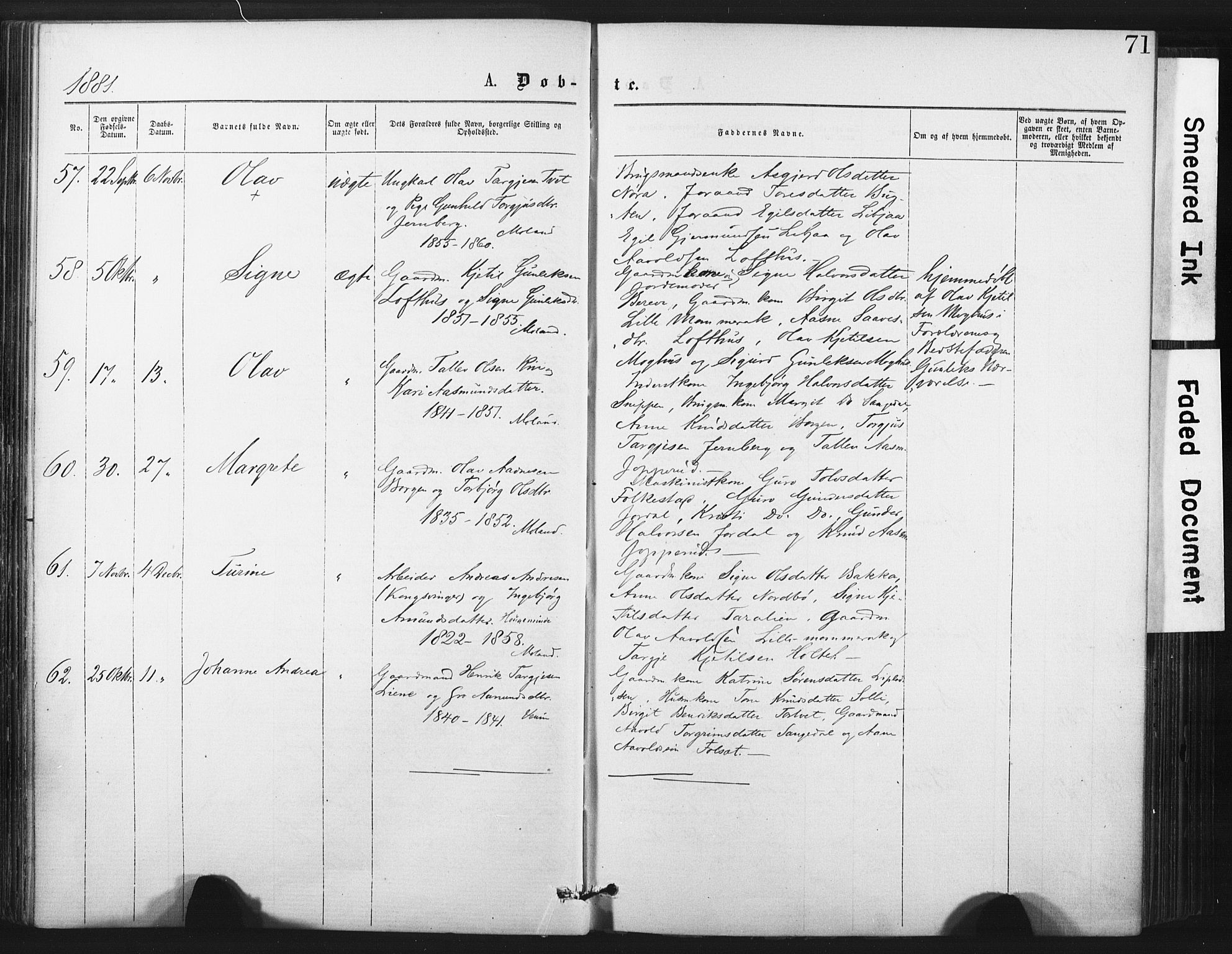 Fyresdal kirkebøker, SAKO/A-263/F/Fa/L0006: Parish register (official) no. I 6, 1872-1886, p. 71
