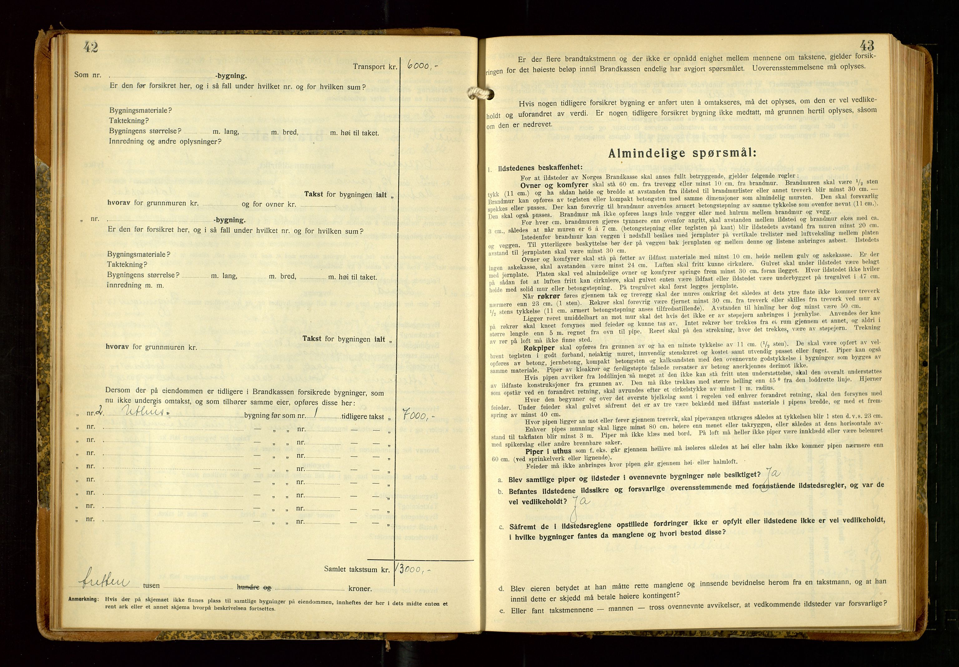 Eigersund lensmannskontor, AV/SAST-A-100171/Gob/L0006: "Brandtakstprotokoll", 1934-1938, p. 42-43