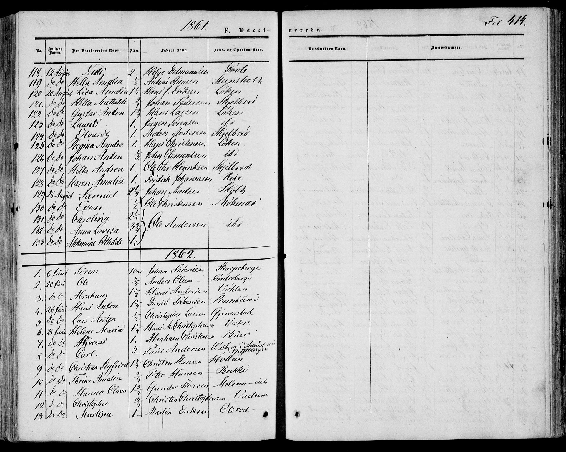 Stokke kirkebøker, SAKO/A-320/F/Fa/L0008: Parish register (official) no. I 8, 1858-1871, p. 414