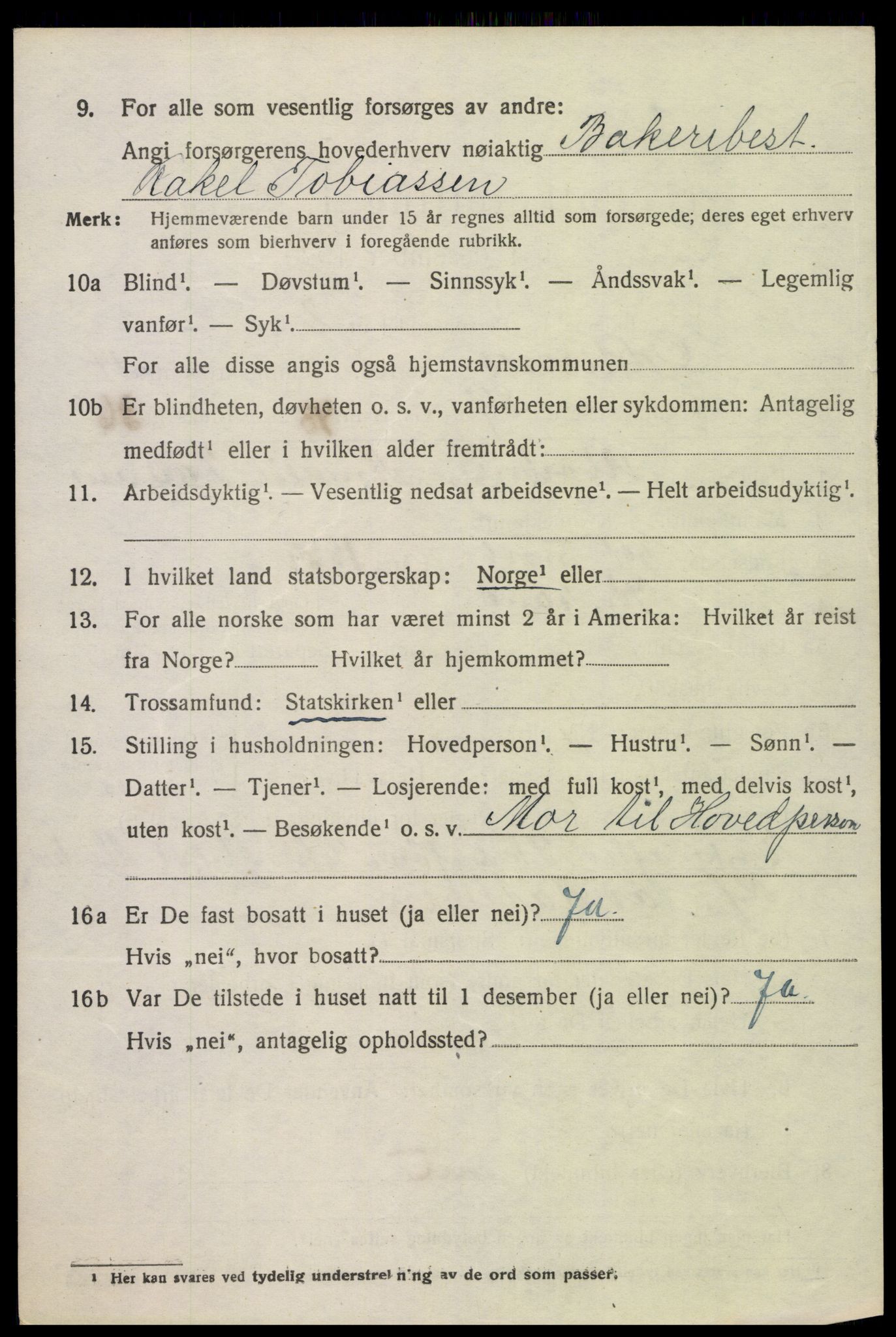 SAK, 1920 census for Oddernes, 1920, p. 9656