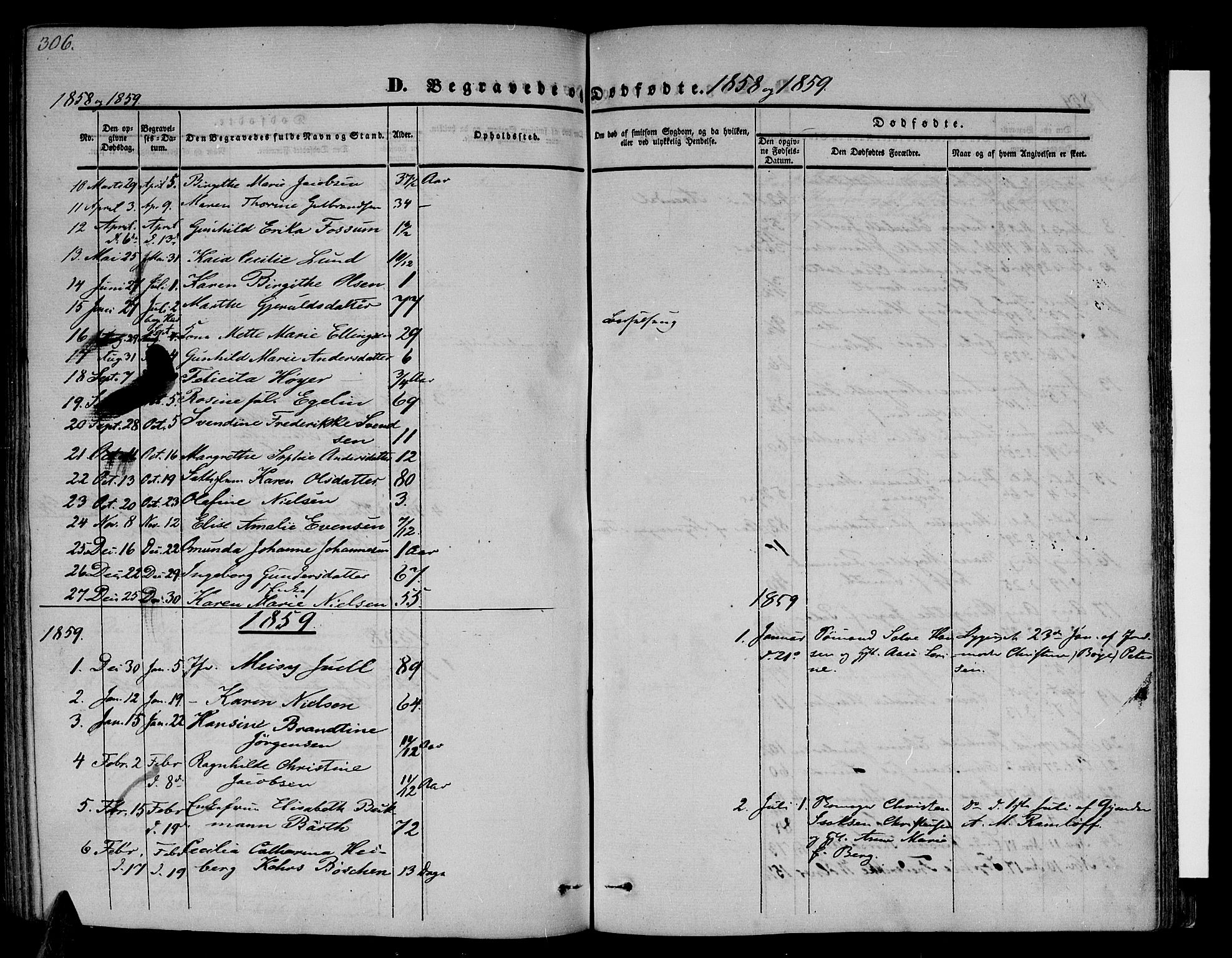 Arendal sokneprestkontor, Trefoldighet, SAK/1111-0040/F/Fb/L0002: Parish register (copy) no. B 2, 1838-1860, p. 306
