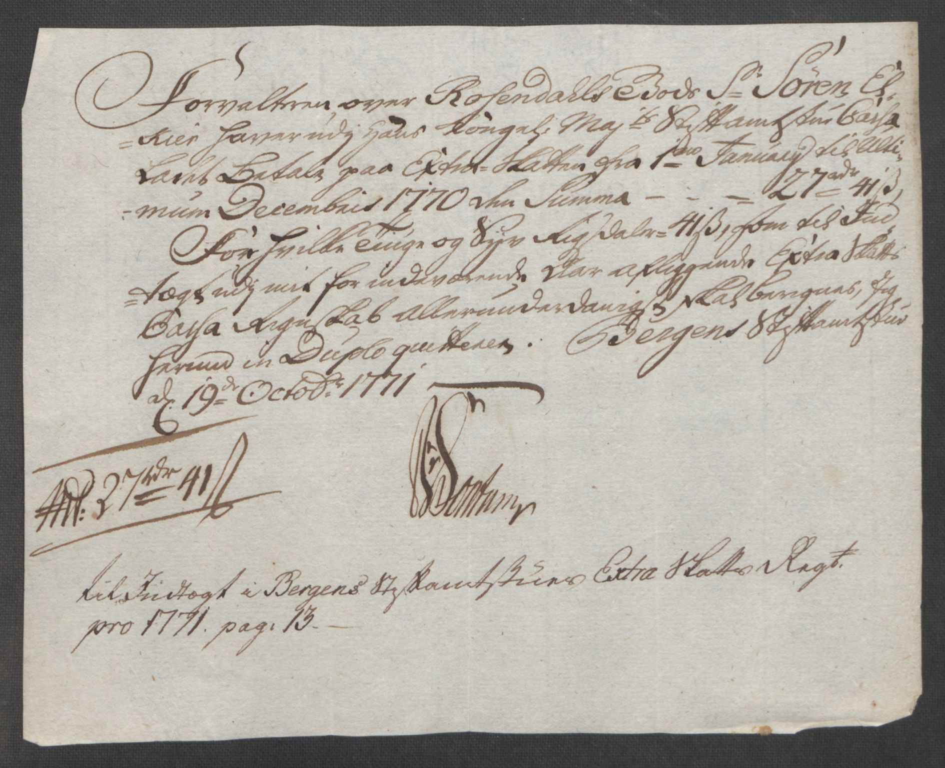 Rentekammeret inntil 1814, Reviderte regnskaper, Fogderegnskap, AV/RA-EA-4092/R49/L3157: Ekstraskatten Rosendal Baroni, 1762-1772, p. 308