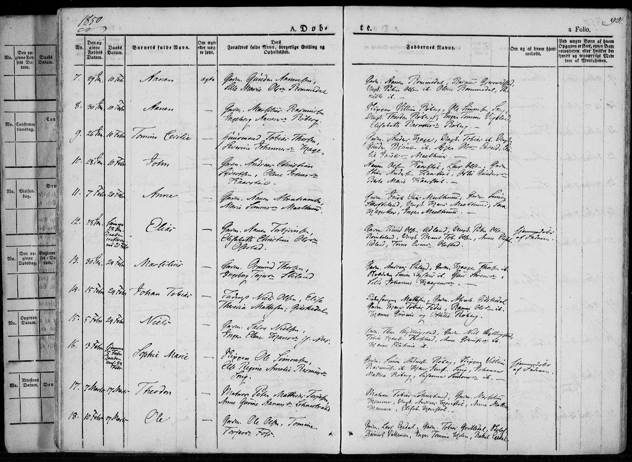 Sør-Audnedal sokneprestkontor, AV/SAK-1111-0039/F/Fa/Fab/L0006: Parish register (official) no. A 6, 1829-1855, p. 93