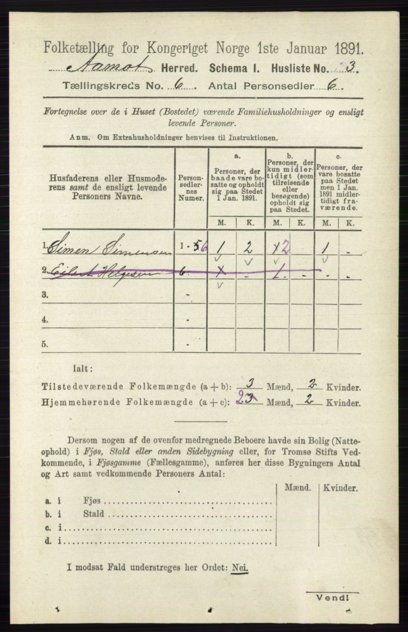 RA, 1891 census for 0429 Åmot, 1891, p. 2740