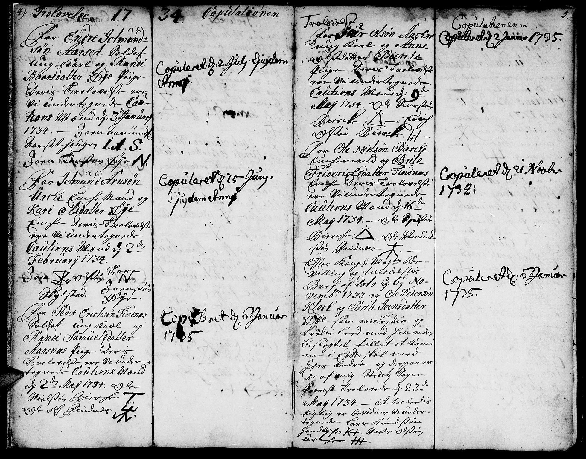Ministerialprotokoller, klokkerbøker og fødselsregistre - Møre og Romsdal, SAT/A-1454/515/L0205: Parish register (official) no. 515A01, 1733-1764, p. 4-5