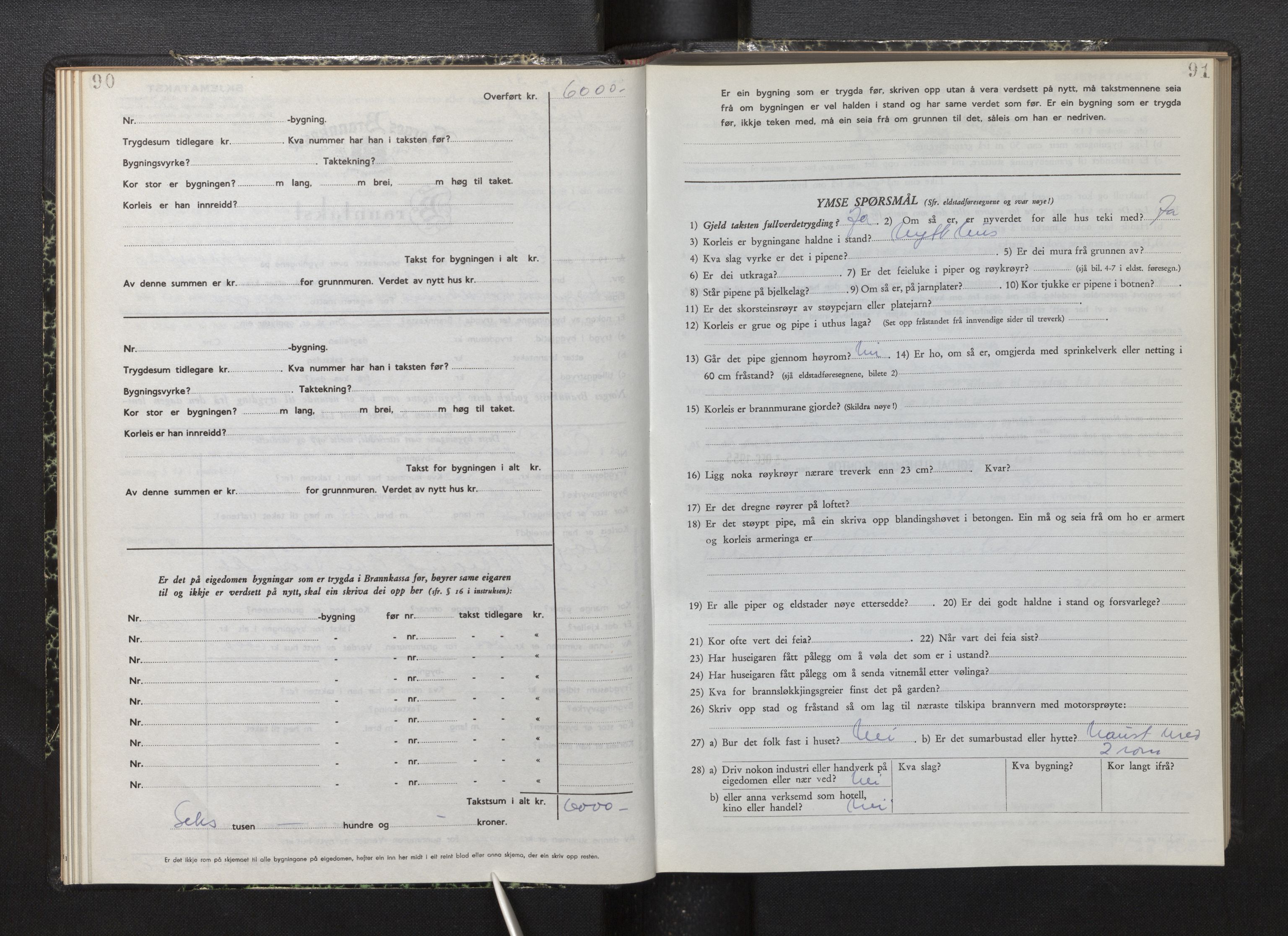 Lensmannen i Røldal, AV/SAB-A-34501/0012/L0005: Branntakstprotokoll, skjematakst, 1951-1963, p. 90-91