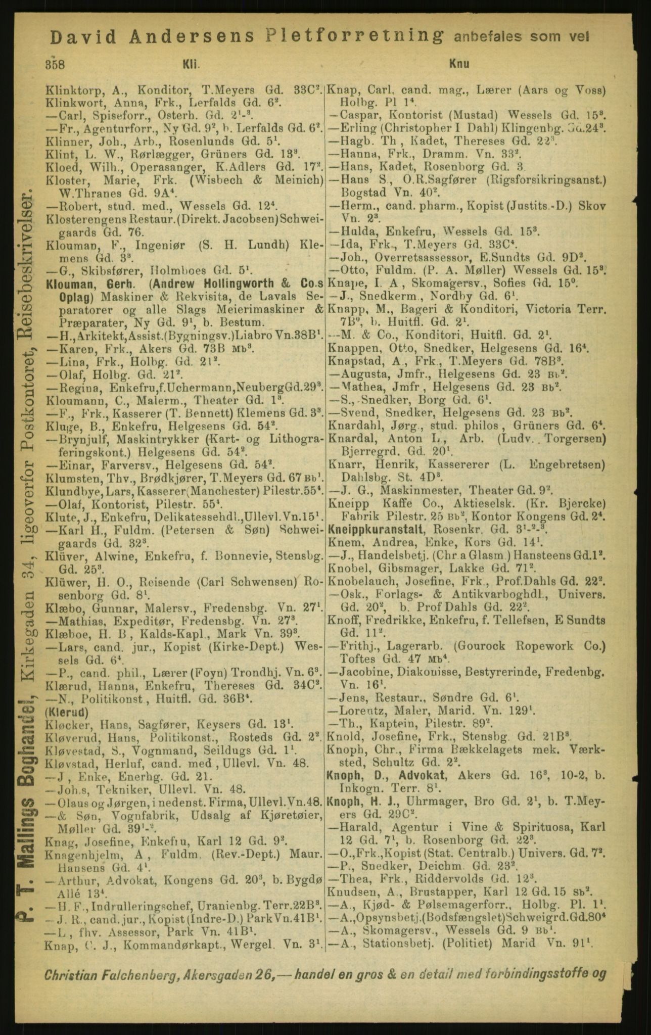 Kristiania/Oslo adressebok, PUBL/-, 1897, p. 358