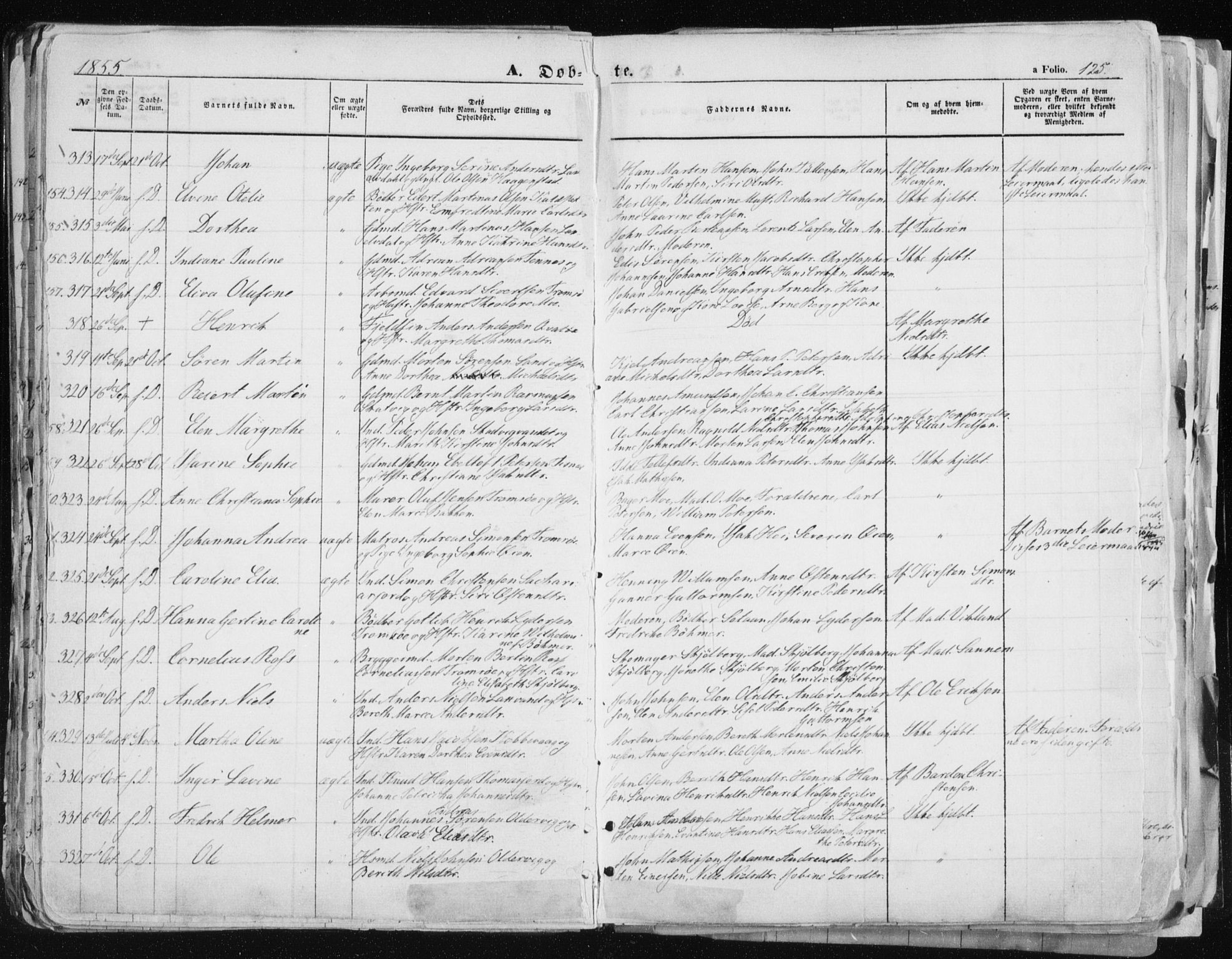 Tromsø sokneprestkontor/stiftsprosti/domprosti, SATØ/S-1343/G/Ga/L0010kirke: Parish register (official) no. 10, 1848-1855, p. 125