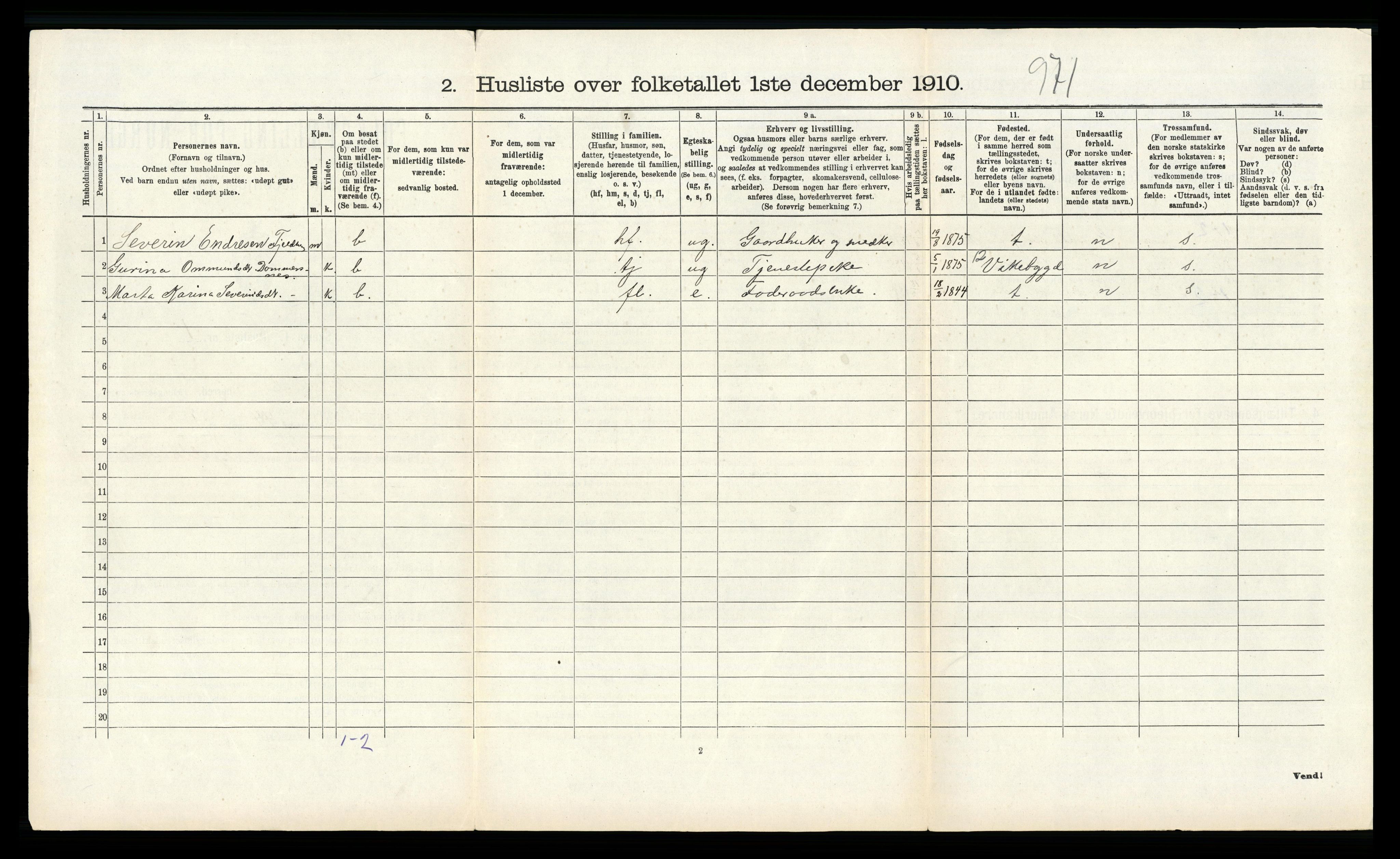 RA, 1910 census for Skjold, 1910, p. 453