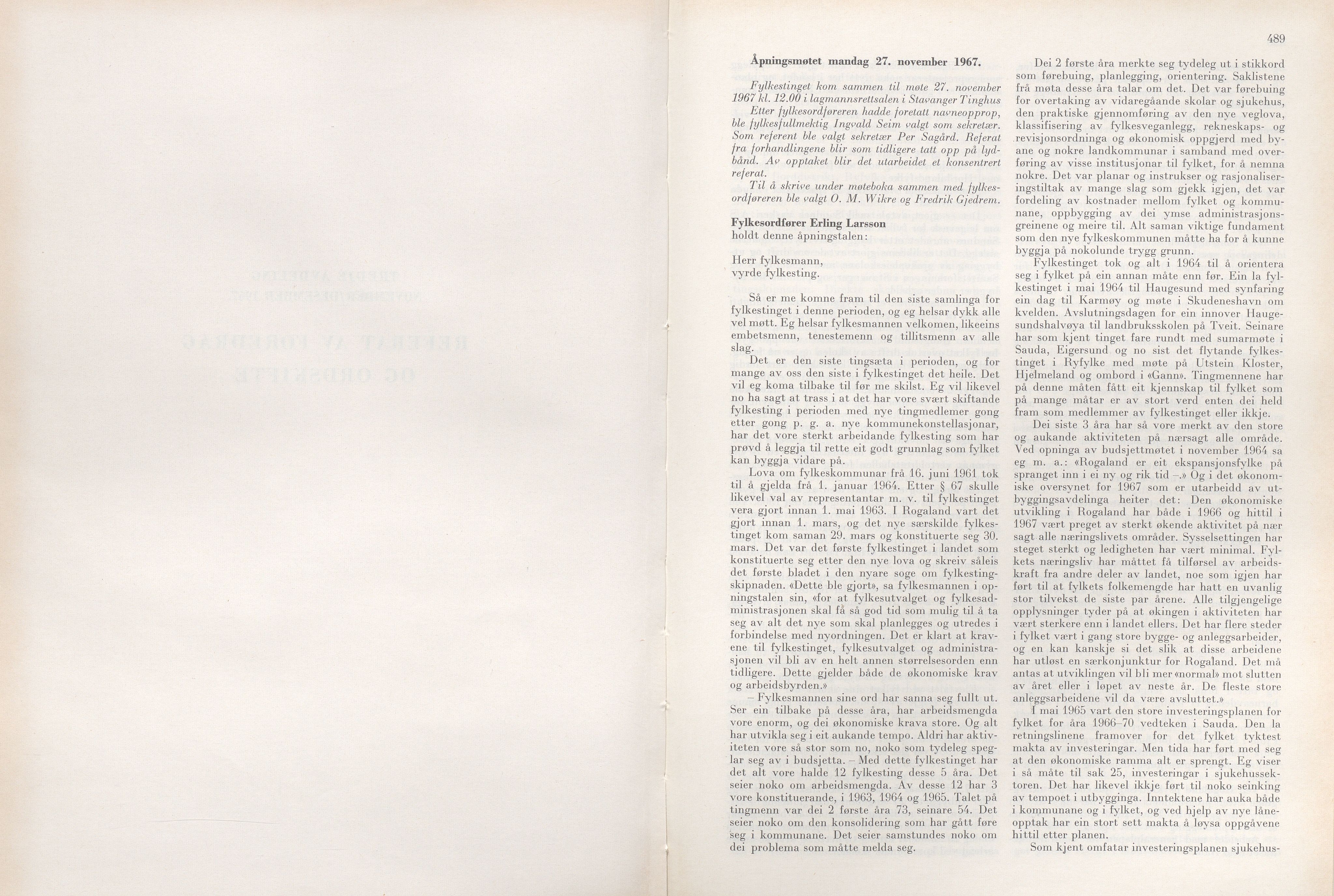 Rogaland fylkeskommune - Fylkesrådmannen , IKAR/A-900/A/Aa/Aaa/L0087: Møtebok , 1967, p. 489