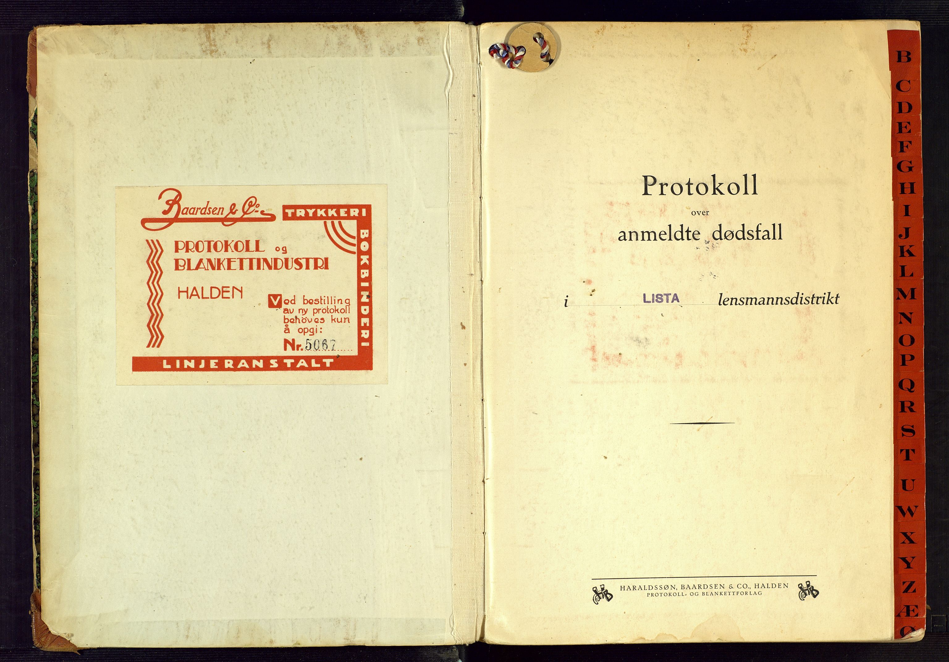 Lista lensmannskontor, AV/SAK-1241-0030/F/Fe/L0001/0005: Dødsfallsprotokoller nr 12 / Dødsfallsprotokoll, 1942-1958