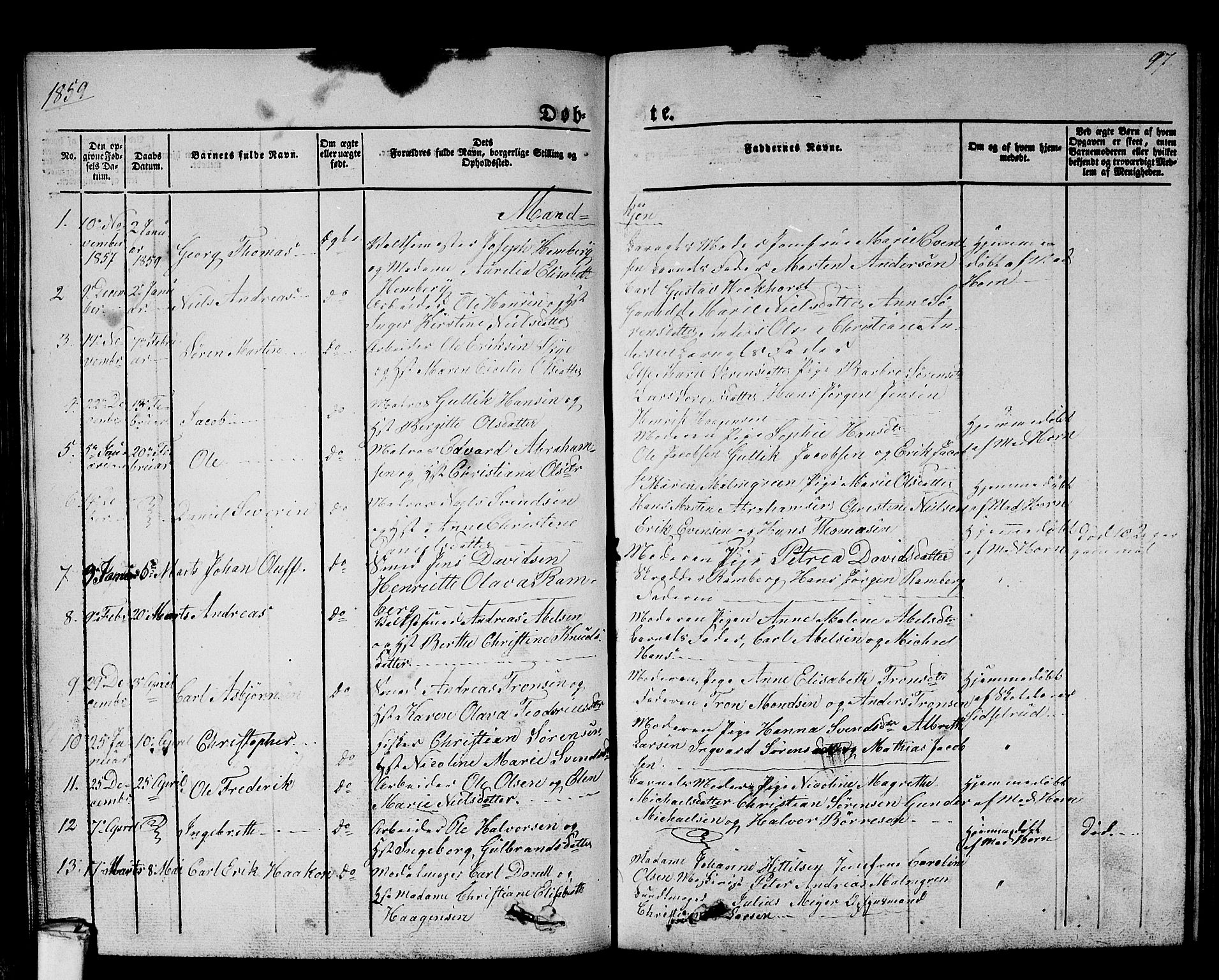 Larvik kirkebøker, AV/SAKO-A-352/G/Gb/L0002: Parish register (copy) no. II 2, 1843-1866, p. 97