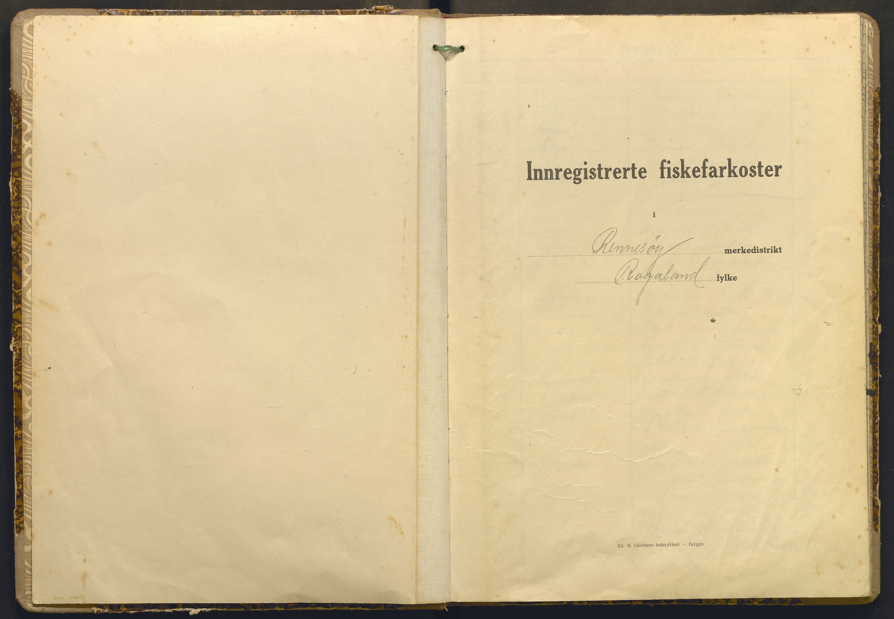 Fiskeridirektoratet - 1 Adm. ledelse - 13 Båtkontoret, AV/SAB-A-2003/I/Ia/Iai/L0079: 135.0930/2 Merkeprotokoll - Rennesøy, 1934-1954