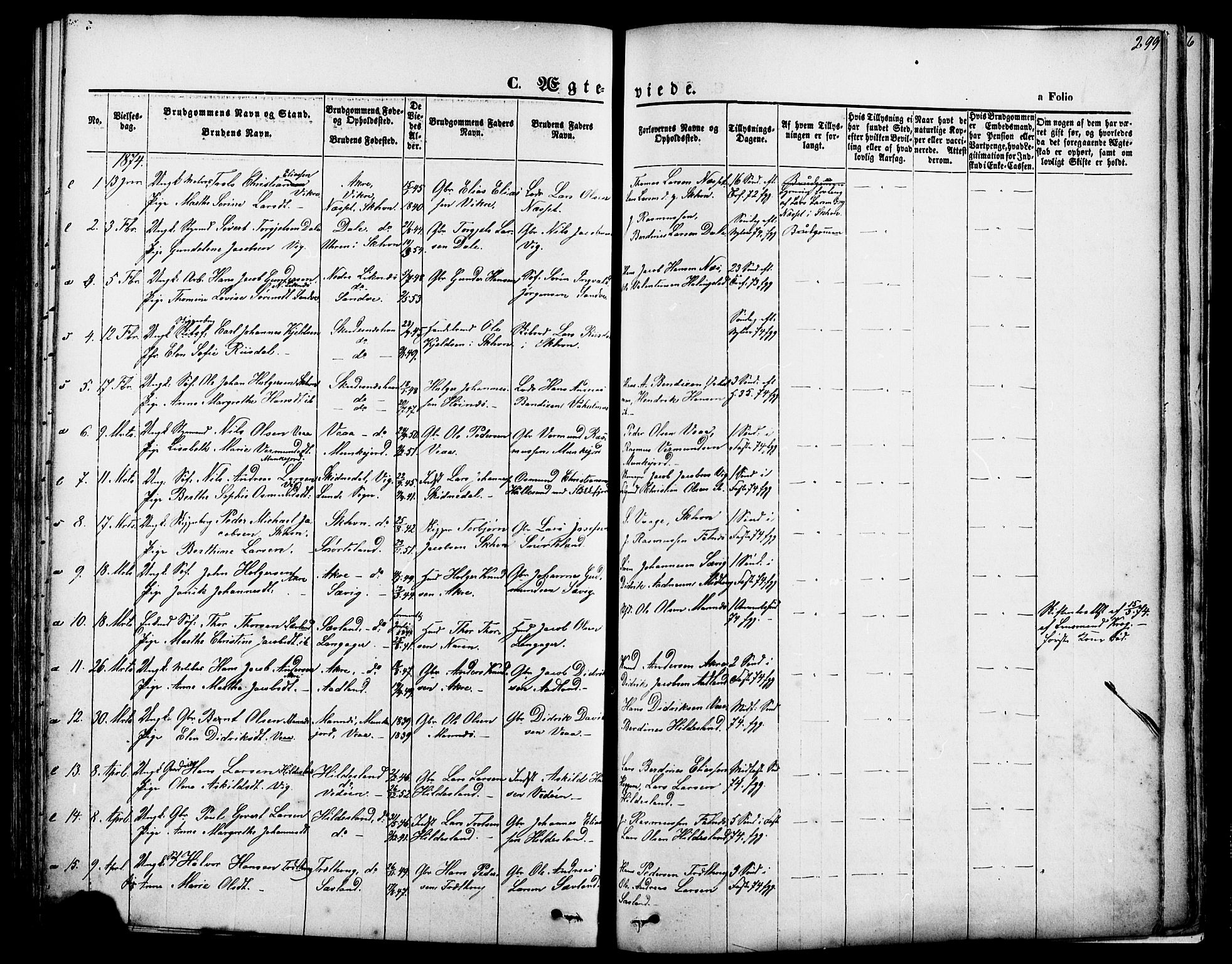 Skudenes sokneprestkontor, SAST/A -101849/H/Ha/Haa/L0006: Parish register (official) no. A 4, 1864-1881, p. 299