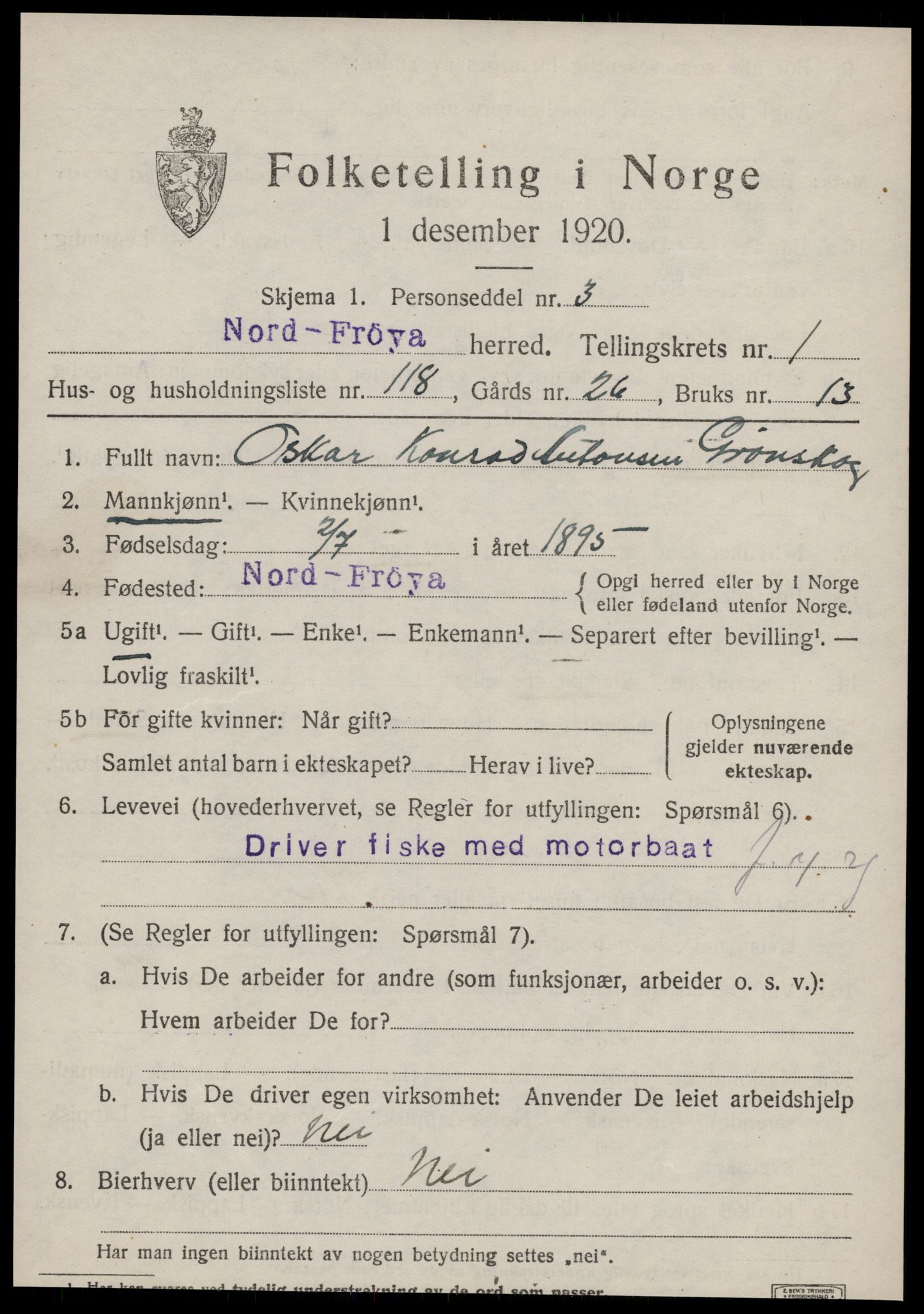 SAT, 1920 census for Nord-Frøya, 1920, p. 2811