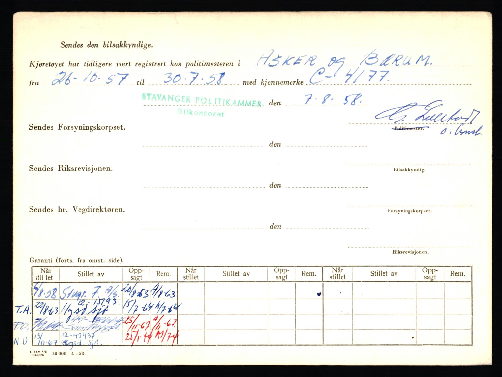 Stavanger trafikkstasjon, SAST/A-101942/0/F/L0016: L-5950 - L-6499, 1930-1971, p. 2