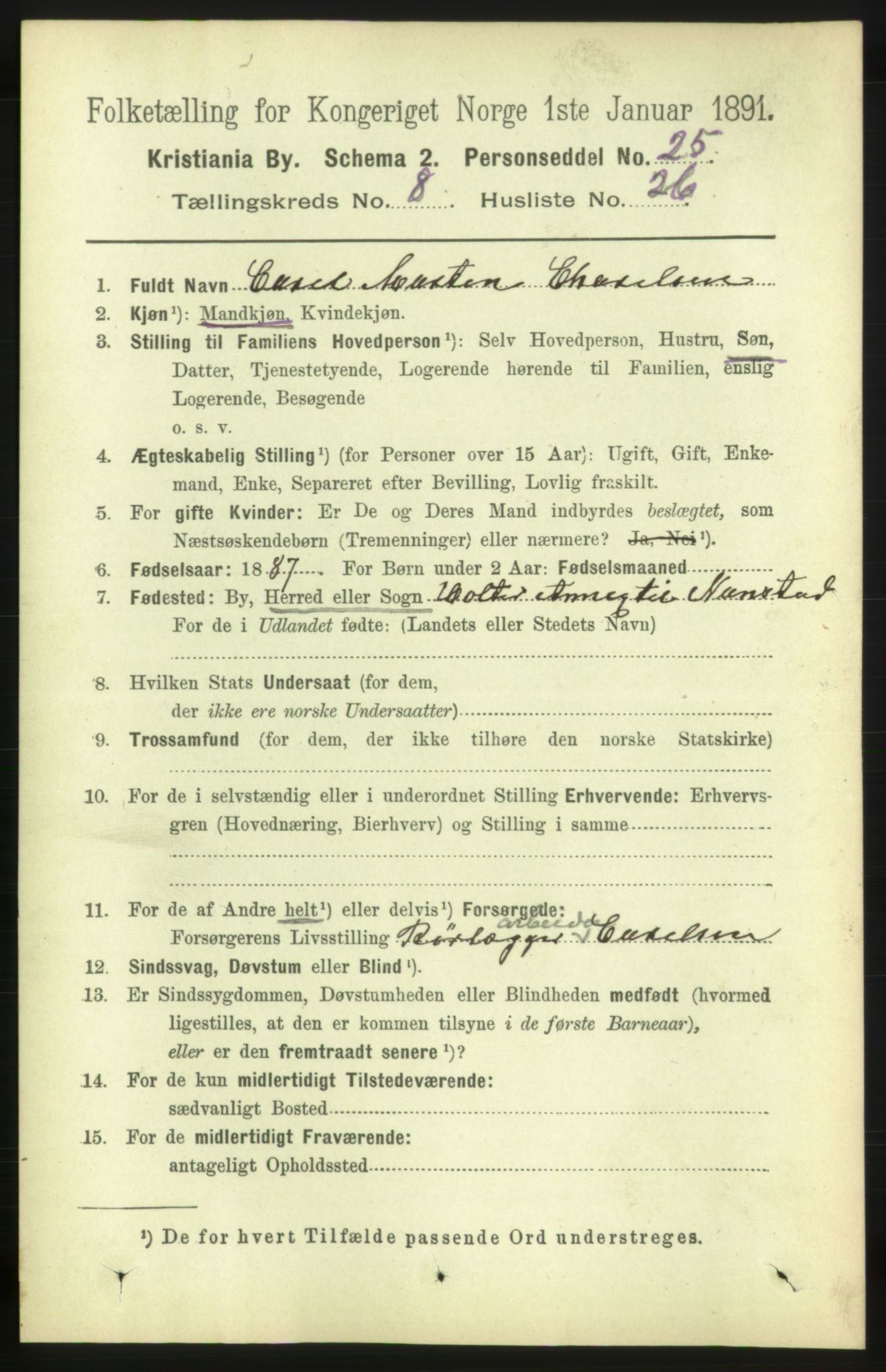 RA, 1891 census for 0301 Kristiania, 1891, p. 3933
