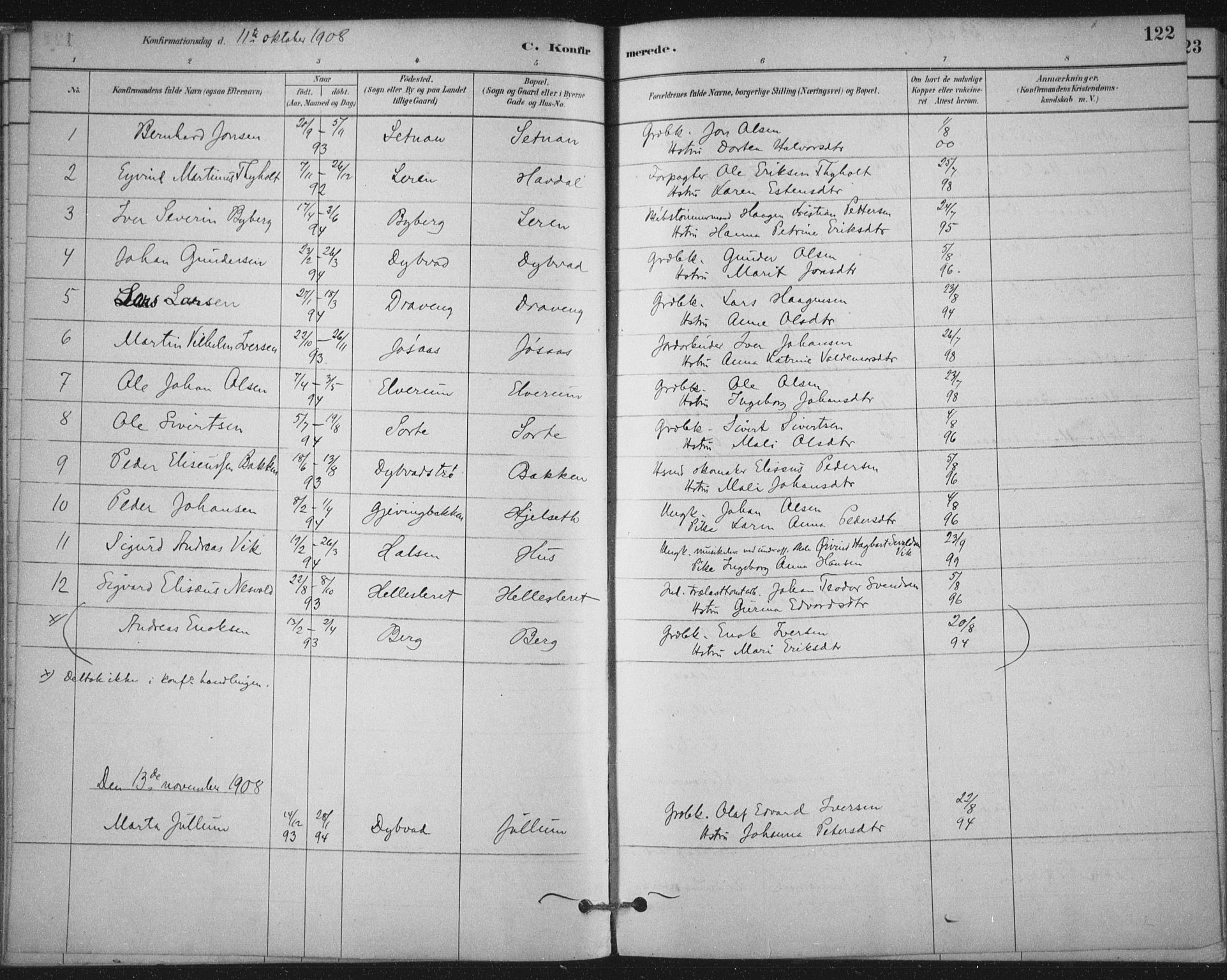 Ministerialprotokoller, klokkerbøker og fødselsregistre - Nord-Trøndelag, AV/SAT-A-1458/710/L0095: Parish register (official) no. 710A01, 1880-1914, p. 122