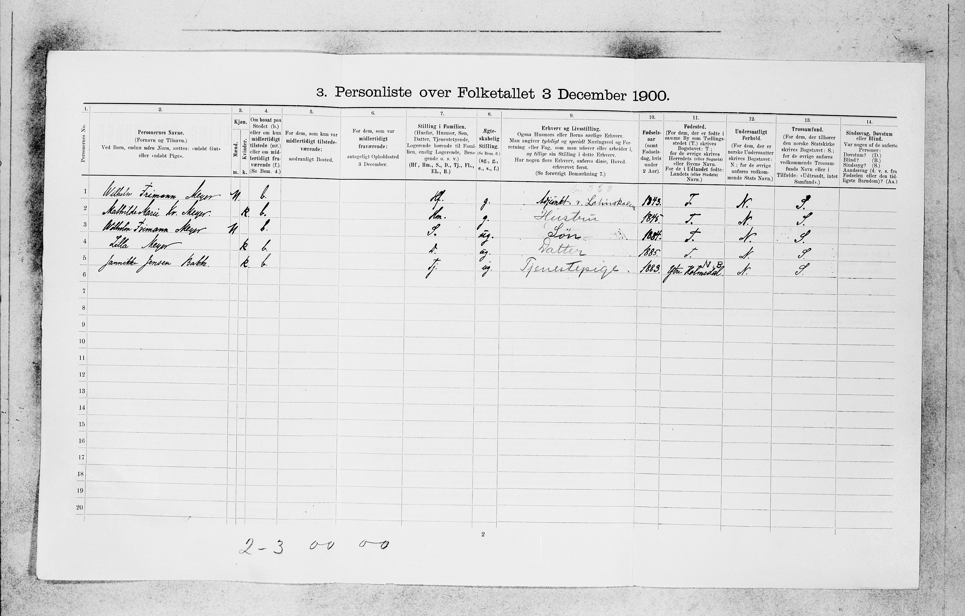 SAB, 1900 census for Bergen, 1900, p. 22803